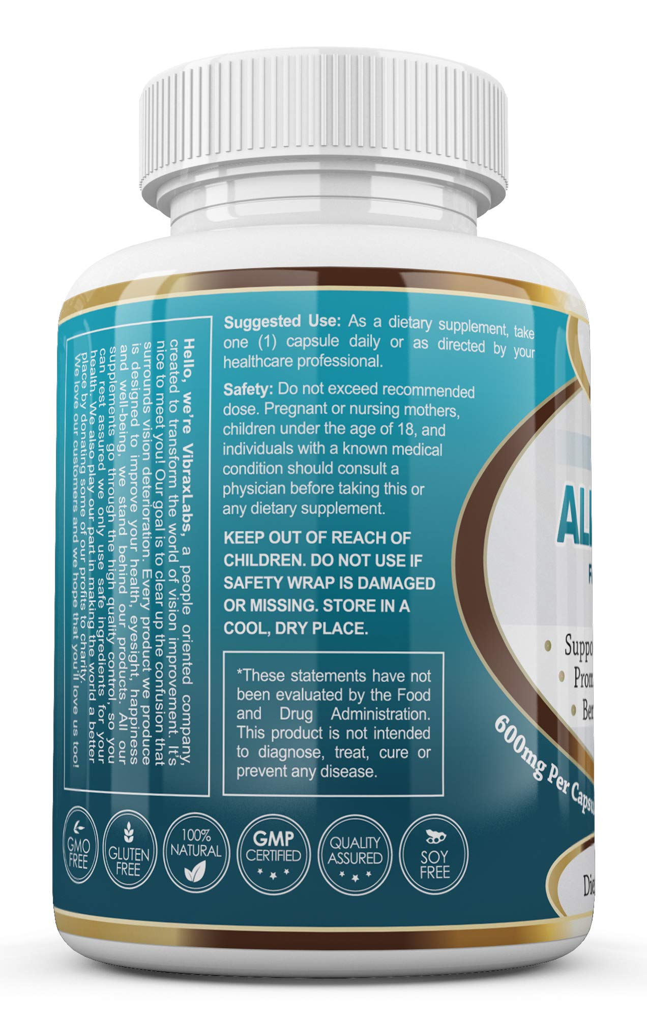 Vibraxlabs Alpha Lipoic Acid 600mg Powder 60 Count