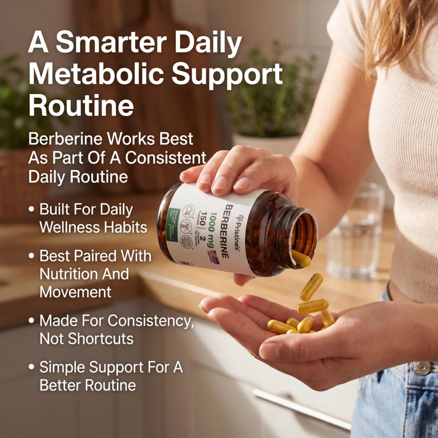 PRISTINE'S Berberine 1000 MG Supplement Capsules 150 Capsules