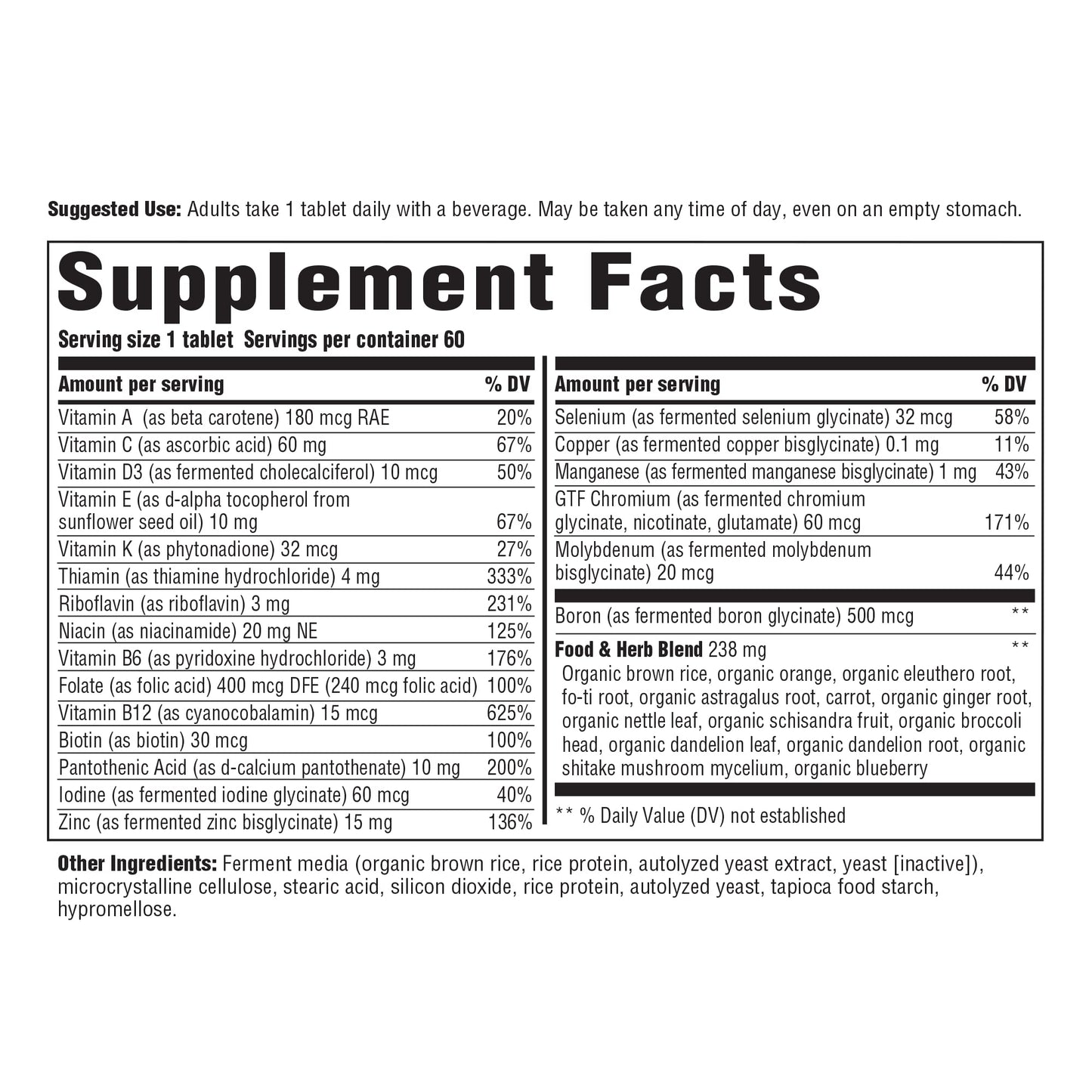 Innate Response Formulas Mens Multivitamin One Daily Iron Free, 60 Tablets