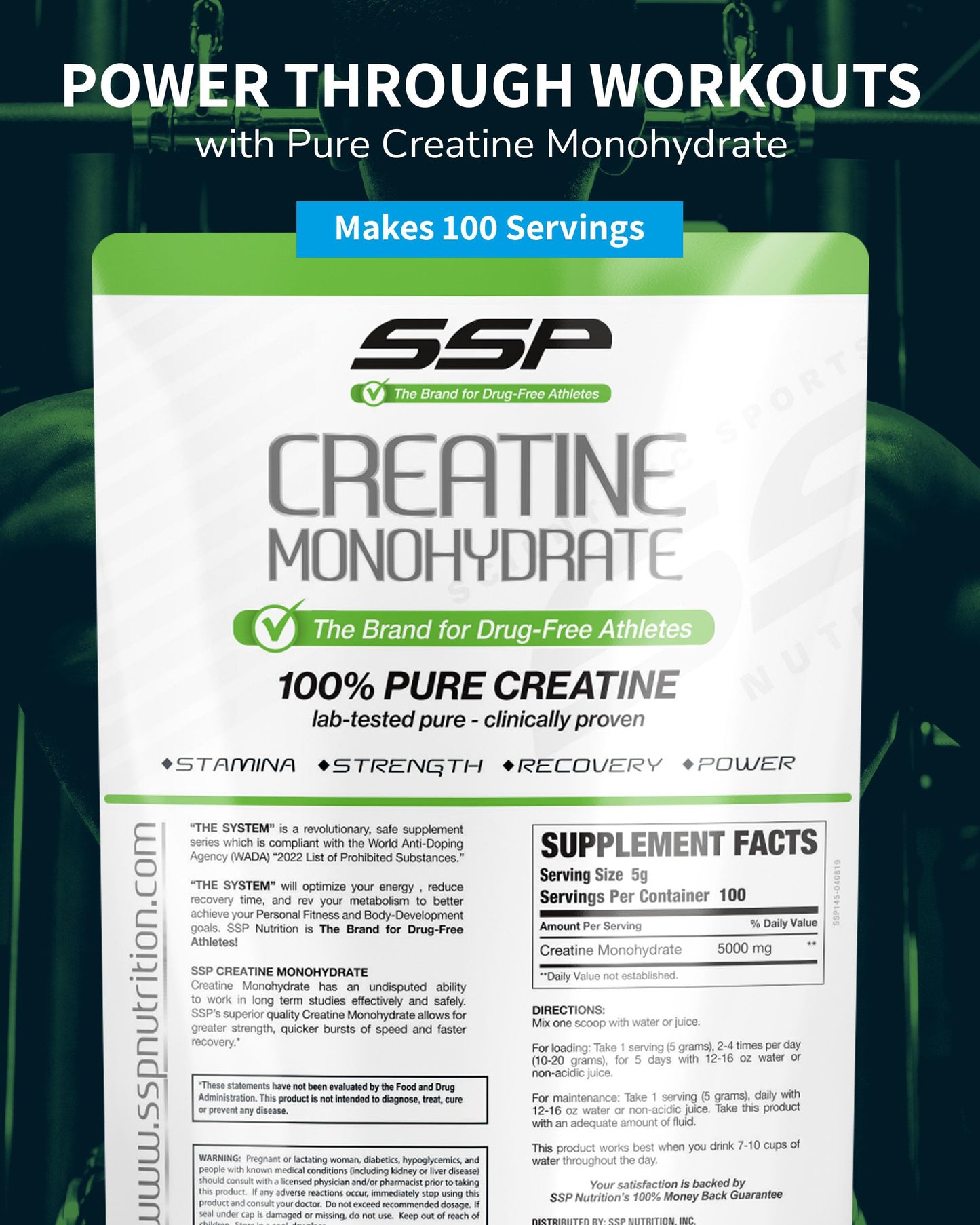 SSP Creatine Monohydrate Powder 17.6 oz