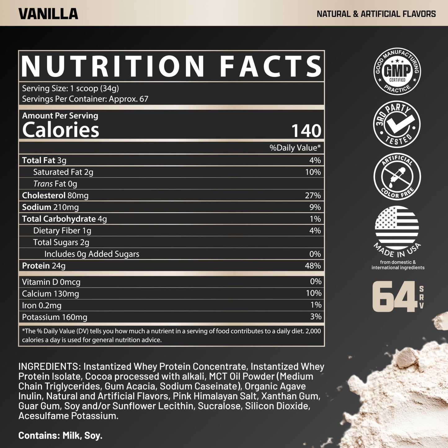 Nutrex Research Vanilla Whey Protein Isolate Powder 5 lb, 80 Servings