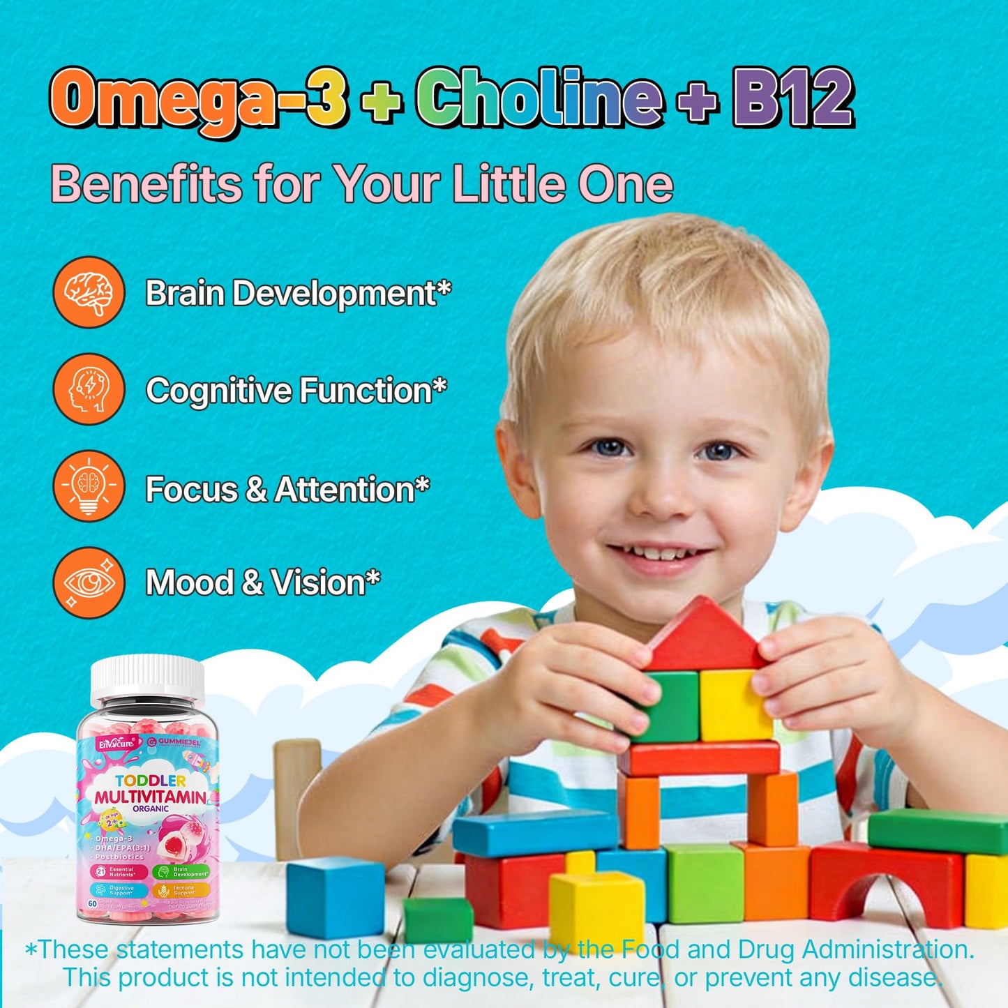 EnvyCure Toddler 2-3 & Kids 4+ Multivitamin Gummies, 60 Count