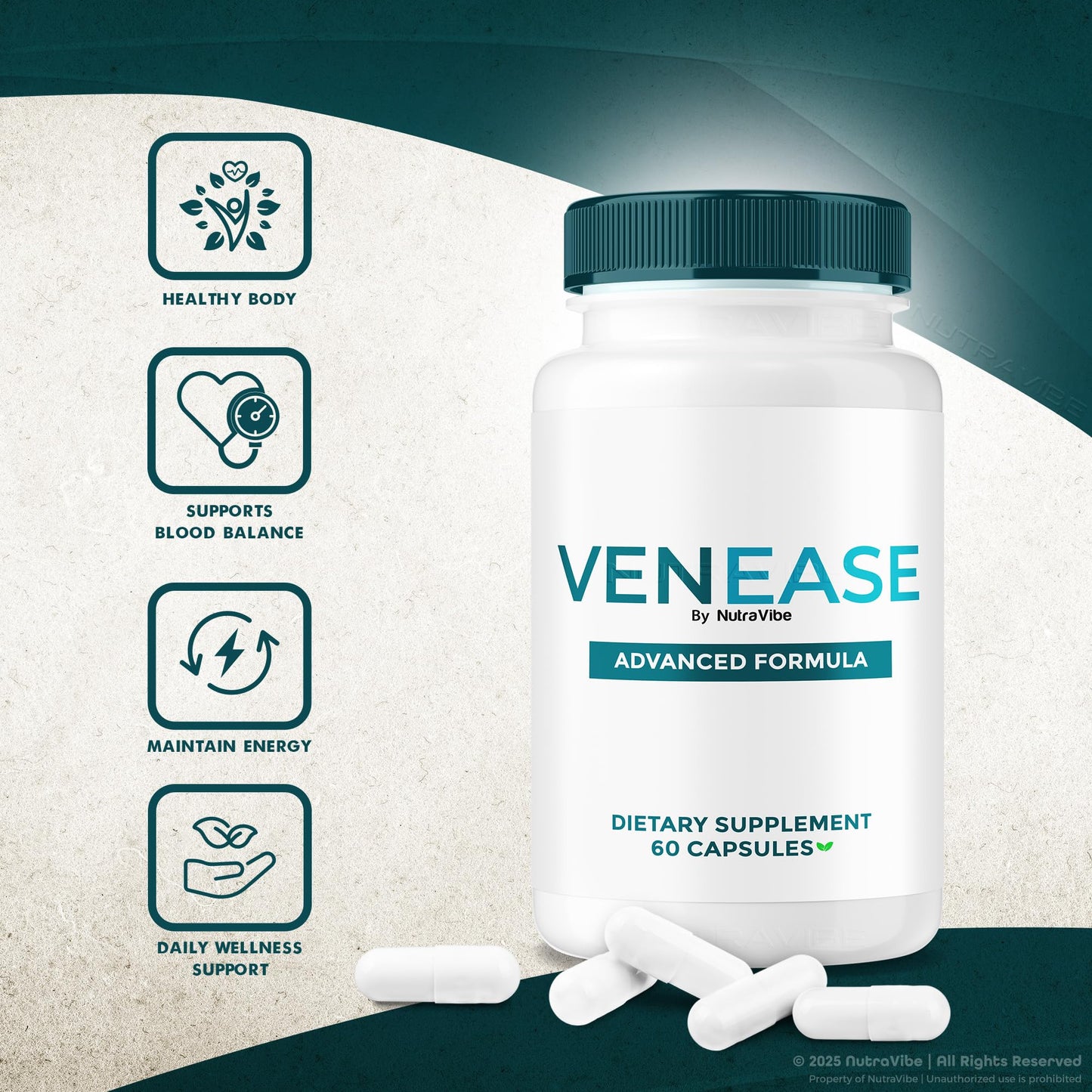 NutraVibe Venease Capsules, 180 Capsules