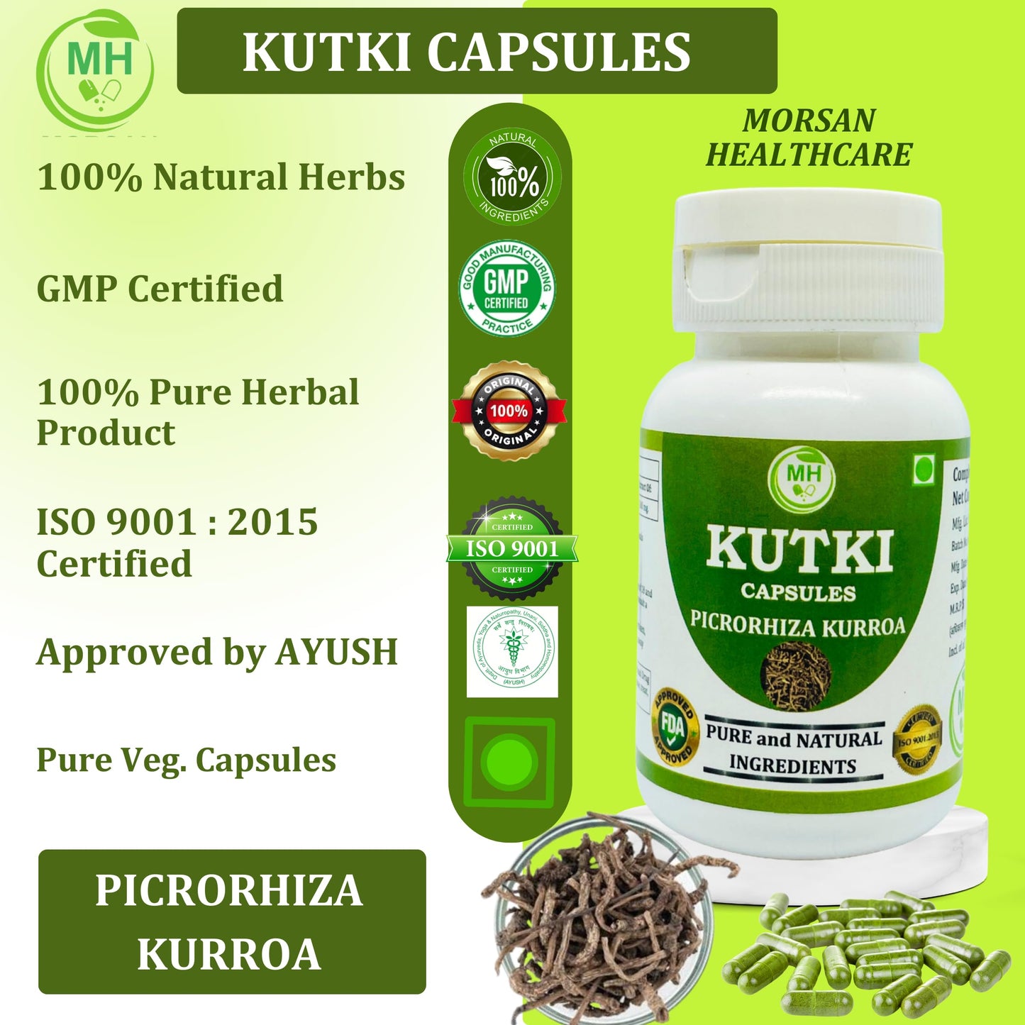 Generic Kutki (Picrorhiza Kurroa) Capsules, 60 Count