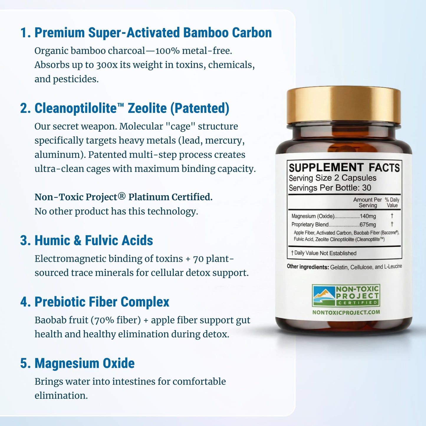 True Cellular Formulas Gut Detox & Liver Cleanse - Organic Activated Charcoal with Clinoptilolite Zeolite Binder - TrueCarbonCleanse Carbon Supplement 60 Capsules