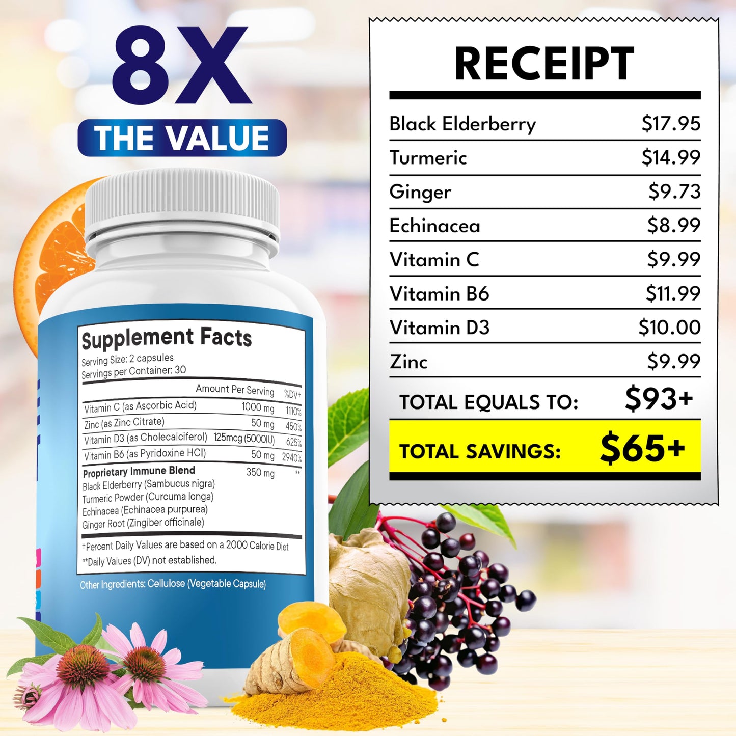 NEW AGE 8 in 1 Immune Support Booster Capsule 120 Count