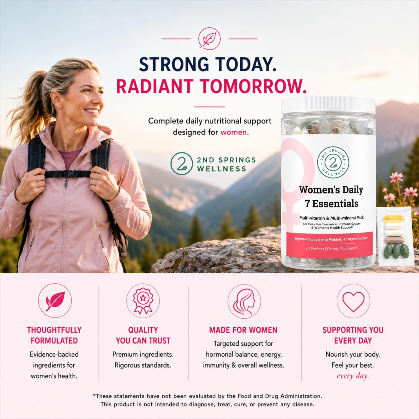 2nd Springs Daily 7 Essentials Women's Vitamin Pack Capsule 30 Count