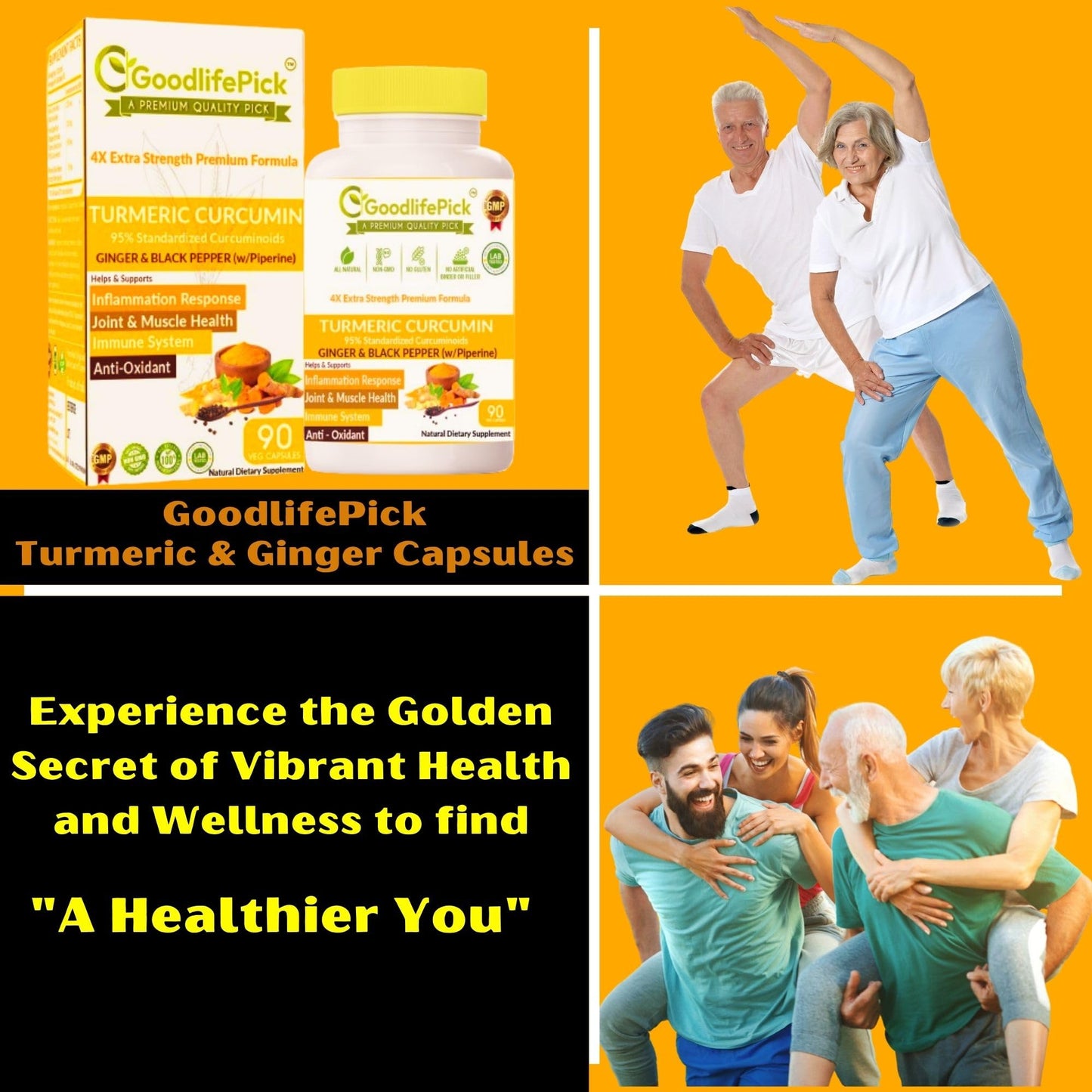 GoodlifePick Turmeric Curcumin & Moringa 180 Capsules