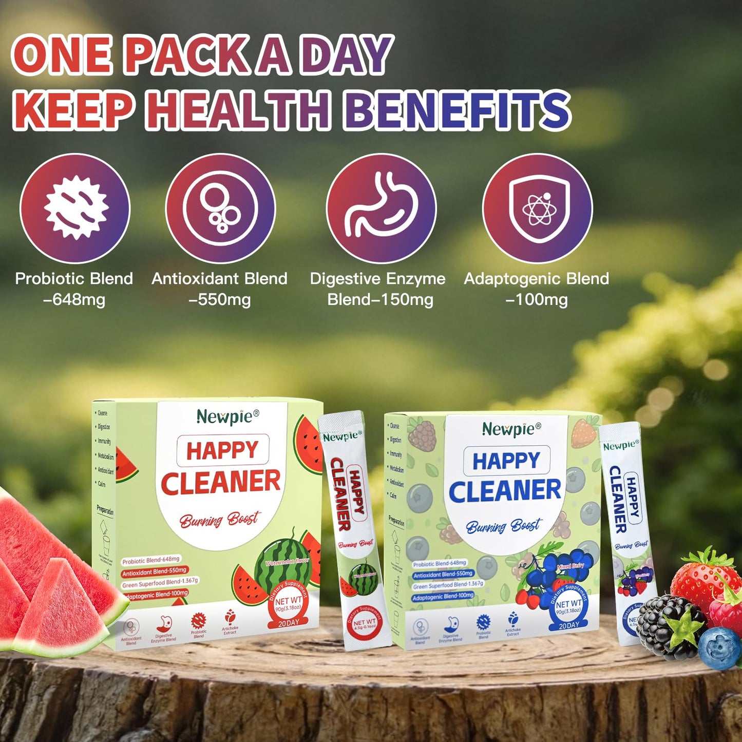 Blltzzz Newpie Superfoods Happy Cleaner Probiotic Powder, 3.18 Ounce