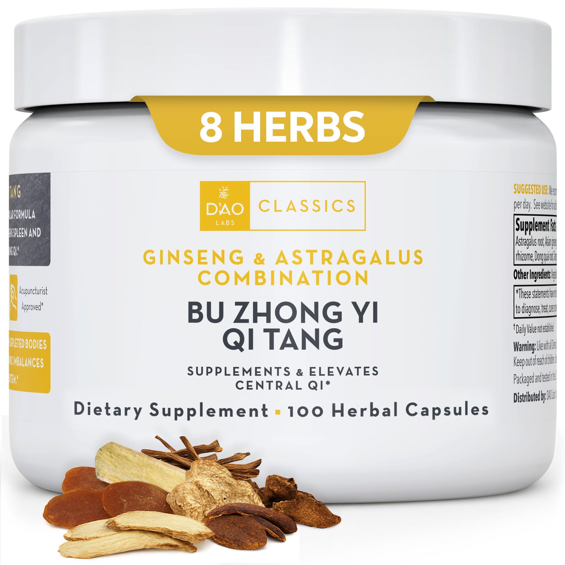 DAO Labs Bu Zhong Yi Qi Tang Ginseng and Astragalus Capsules, 100 Count