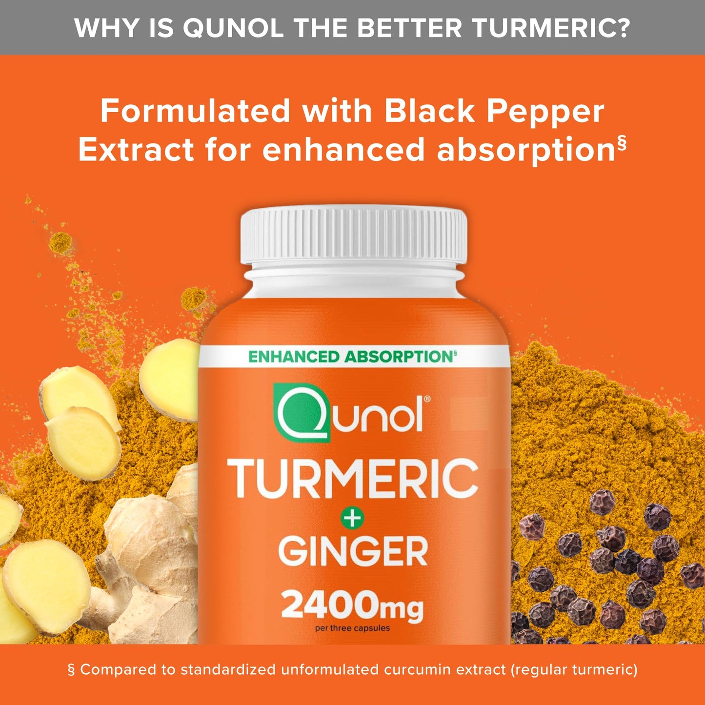 Qunol Turmeric Curcumin with Black Pepper & Ginger Capsule, 105 Count