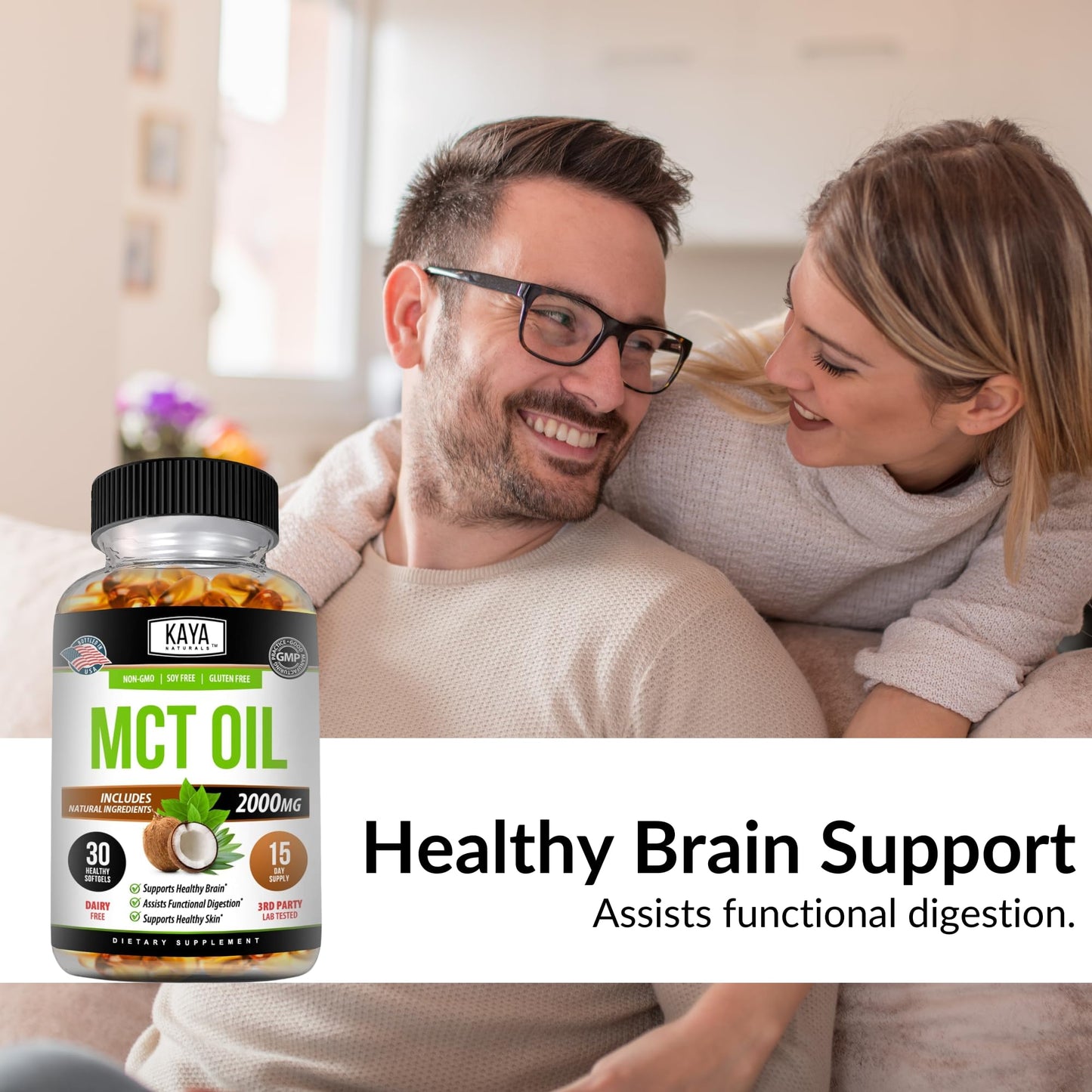 Kaya Naturals MCT Oil 2000mg Capsules 30 Count