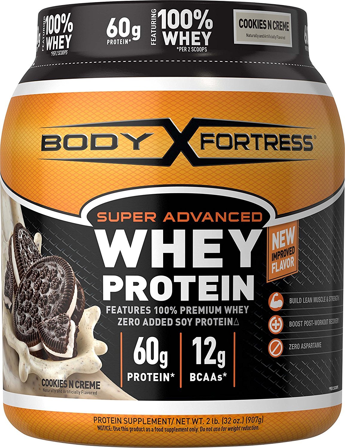 Body Fortress Whey Protein Powder, Cookies N' Cream, 2 Lbs, 32 Servings