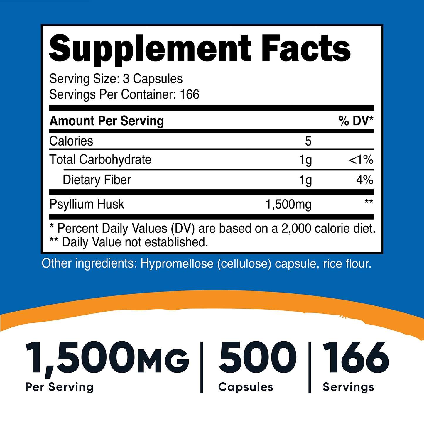 Nutricost Psyllium Husk 1500mg Capsule, 500 Capsules, Pack of 3