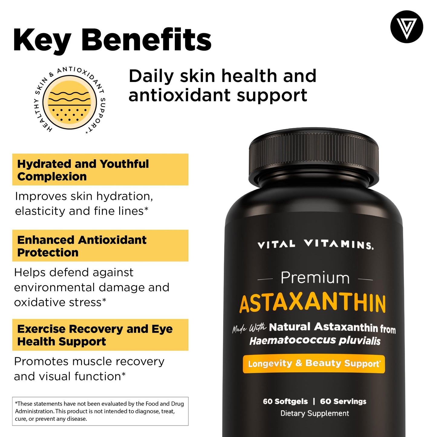 Vital Vitamins Astaxanthin 12mg Softgels, 60 Count