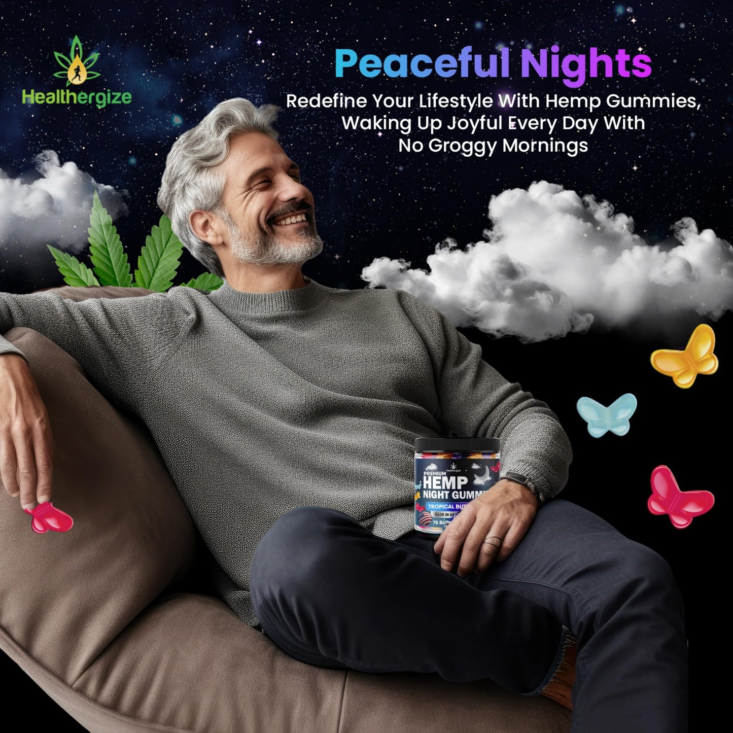 Healthergize Hemp Gummies For Sleep & Calm Gummy, 75 Count