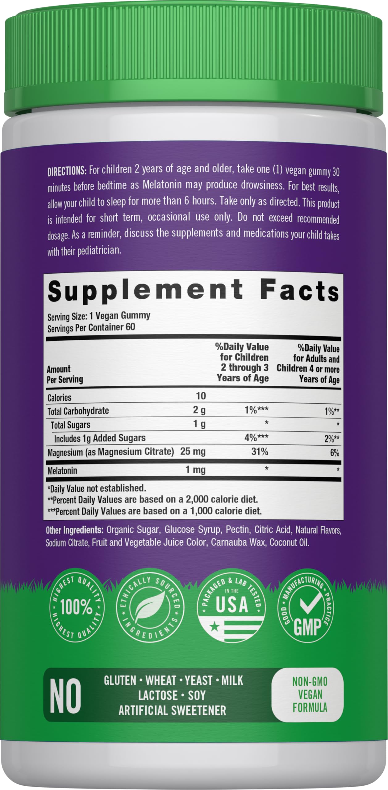 Lil' Sprouts Kids Bedtime Melatonin & Magnesium Gummy 60 Count