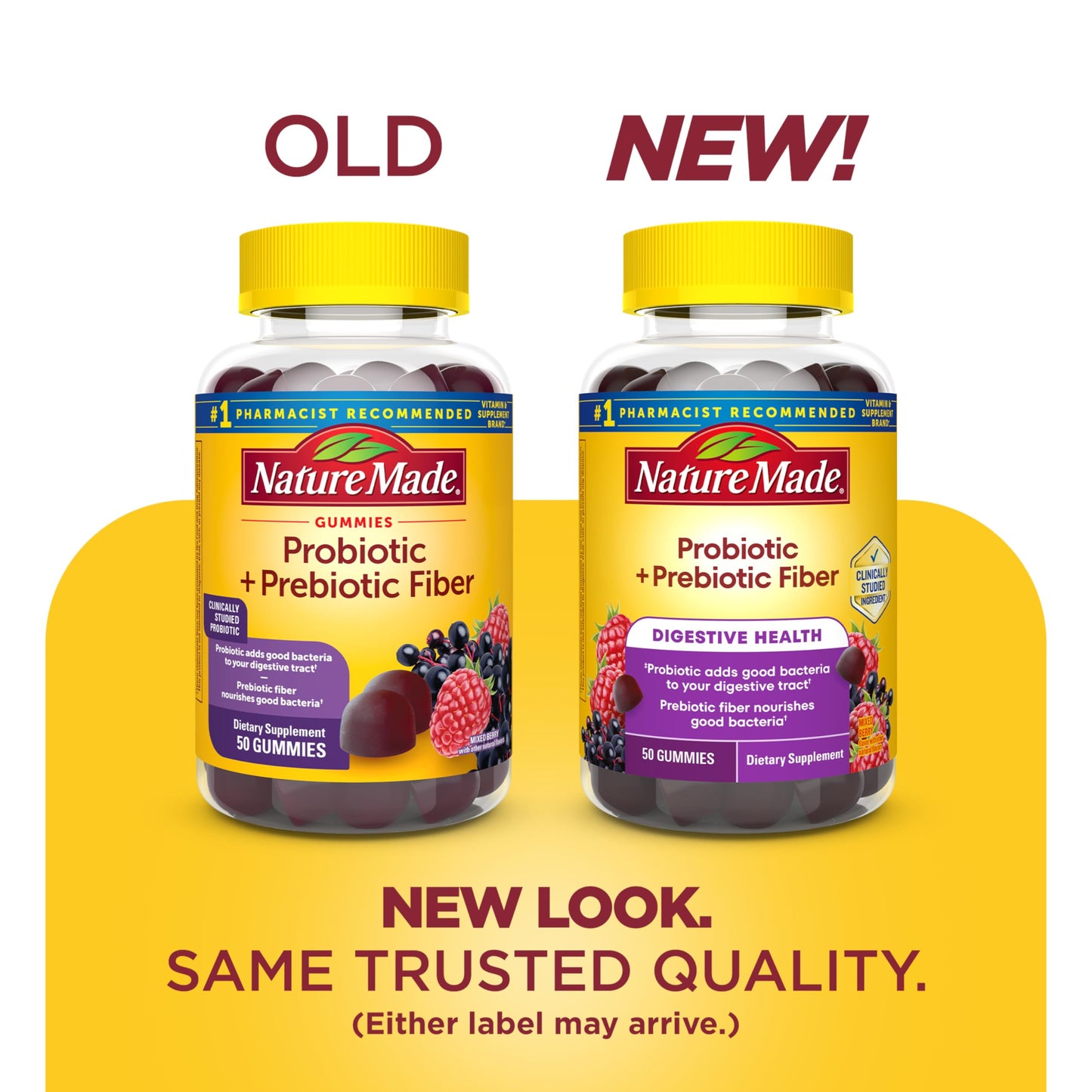 Nature Made Probiotic + Prebiotic Fiber Gummies, 50 Count