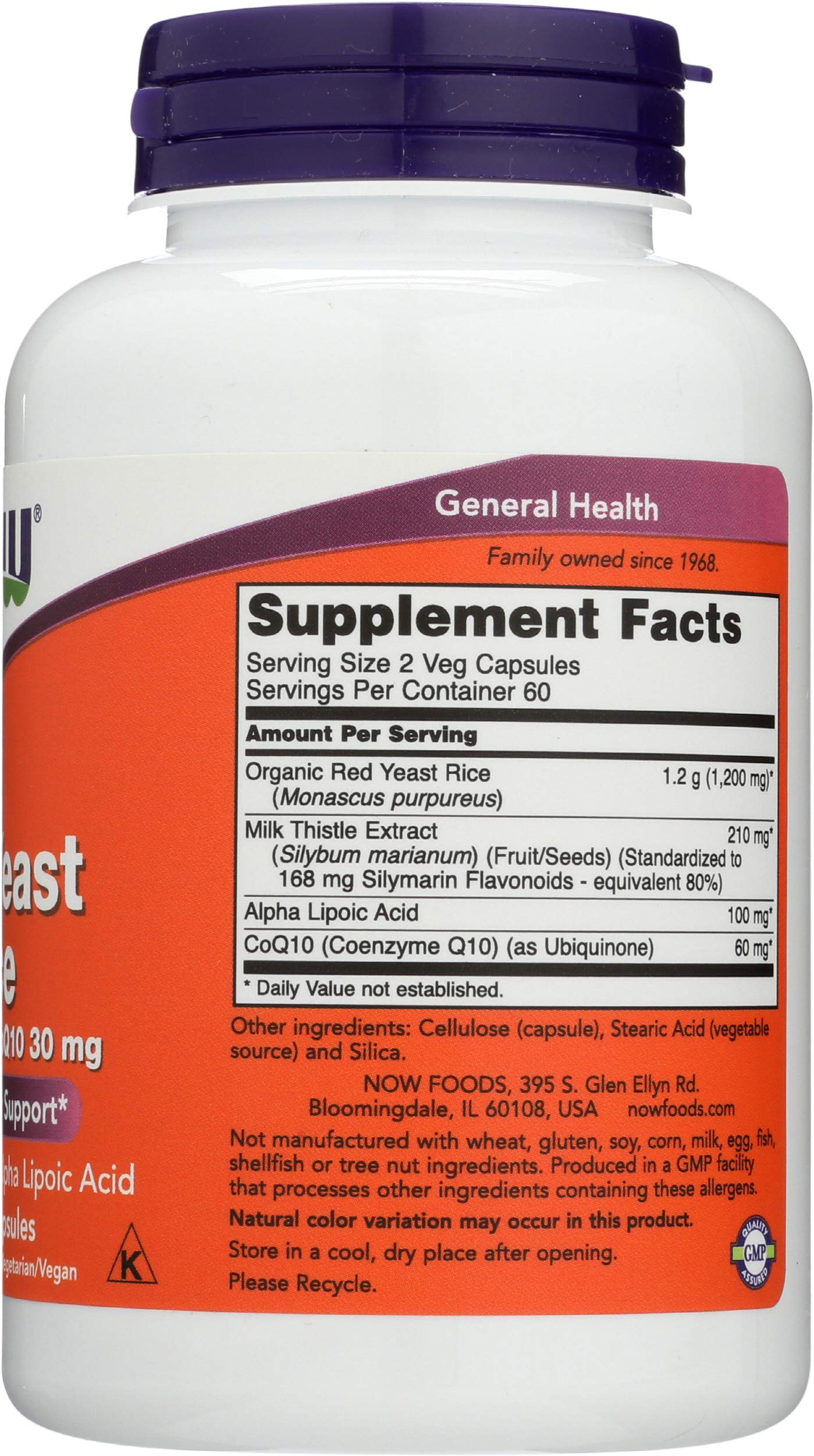 NOW Foods Red Yeast with CoQ10 and ALA Veggie Capsule, 120 Capsules