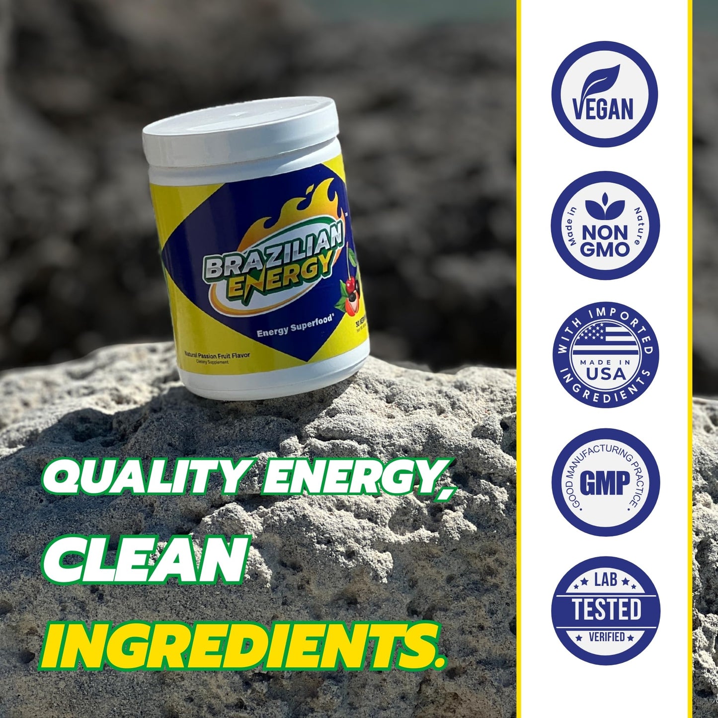 Brazilian Energy Guarana with Natural Caffeine, Acai & Acerola Powder 6.9