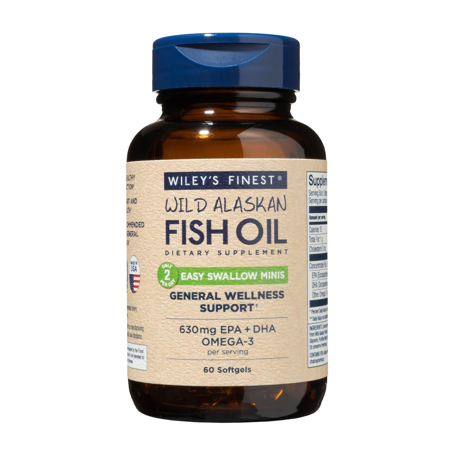 Wiley's Finest Wild Alaskan Fish Oil Easy Swallow Minis Softgels 60 Count