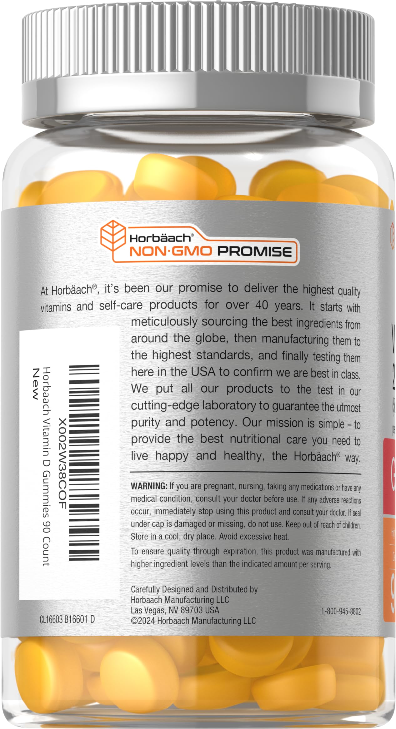 Horbäach Vitamin D3 2000 IU Gummies 90 Count