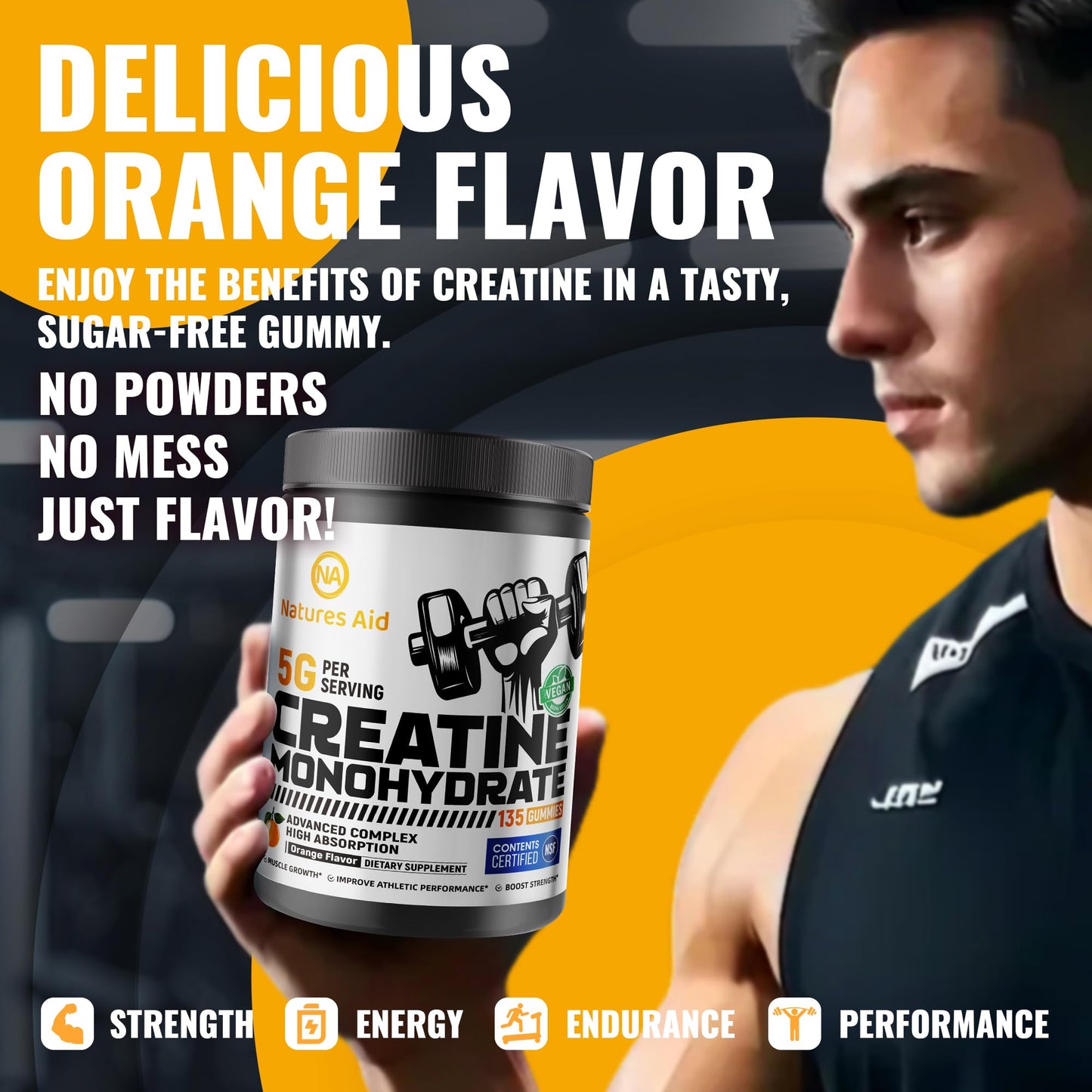 Natures Aid Creatine Monohydrate Gummy 135 Count