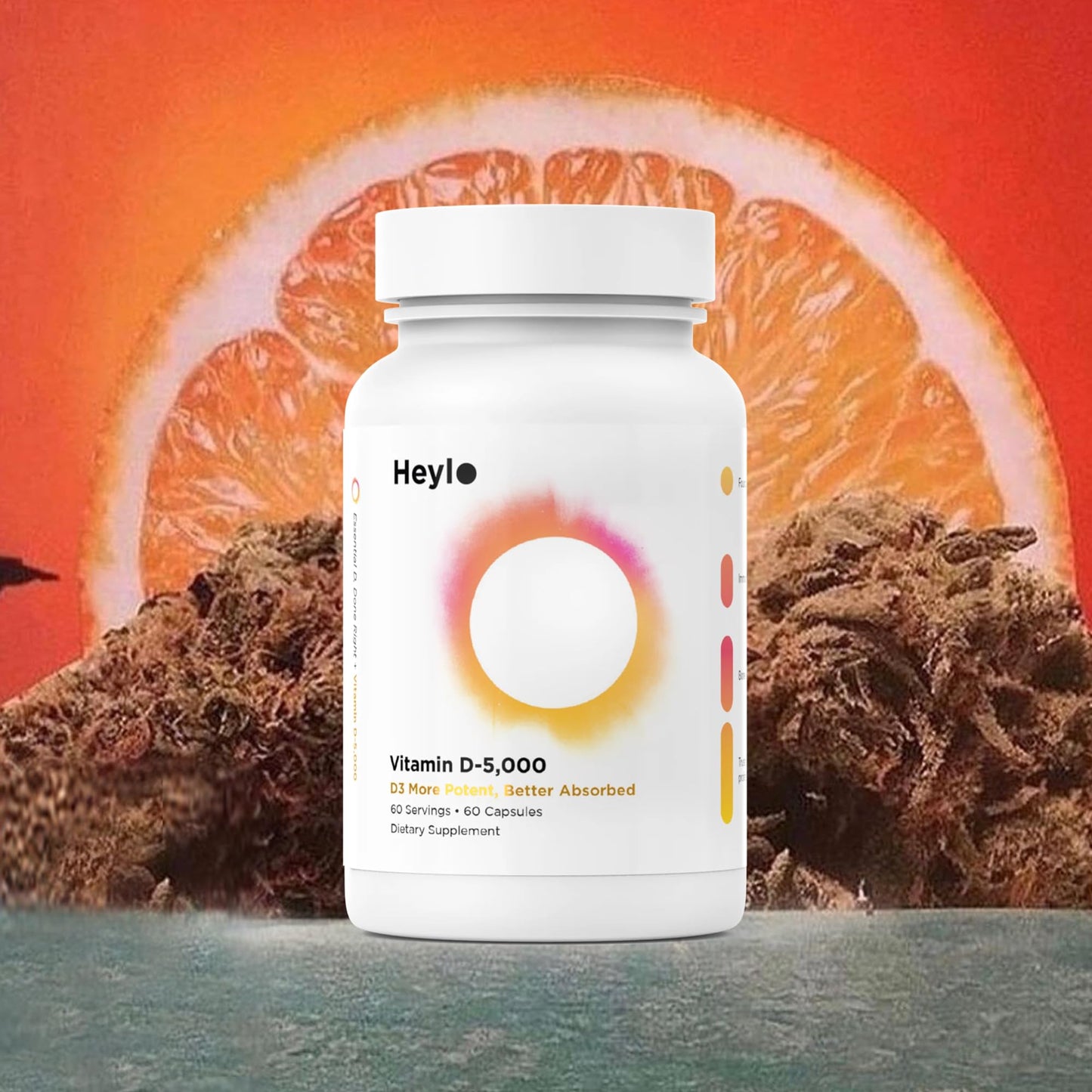 Heylo Health Vitamin D3 5000 IU (125 mcg) – High-Potency Vitamin D Supplement for Immune Support, Bone Strength & Mood – 60 Capsules