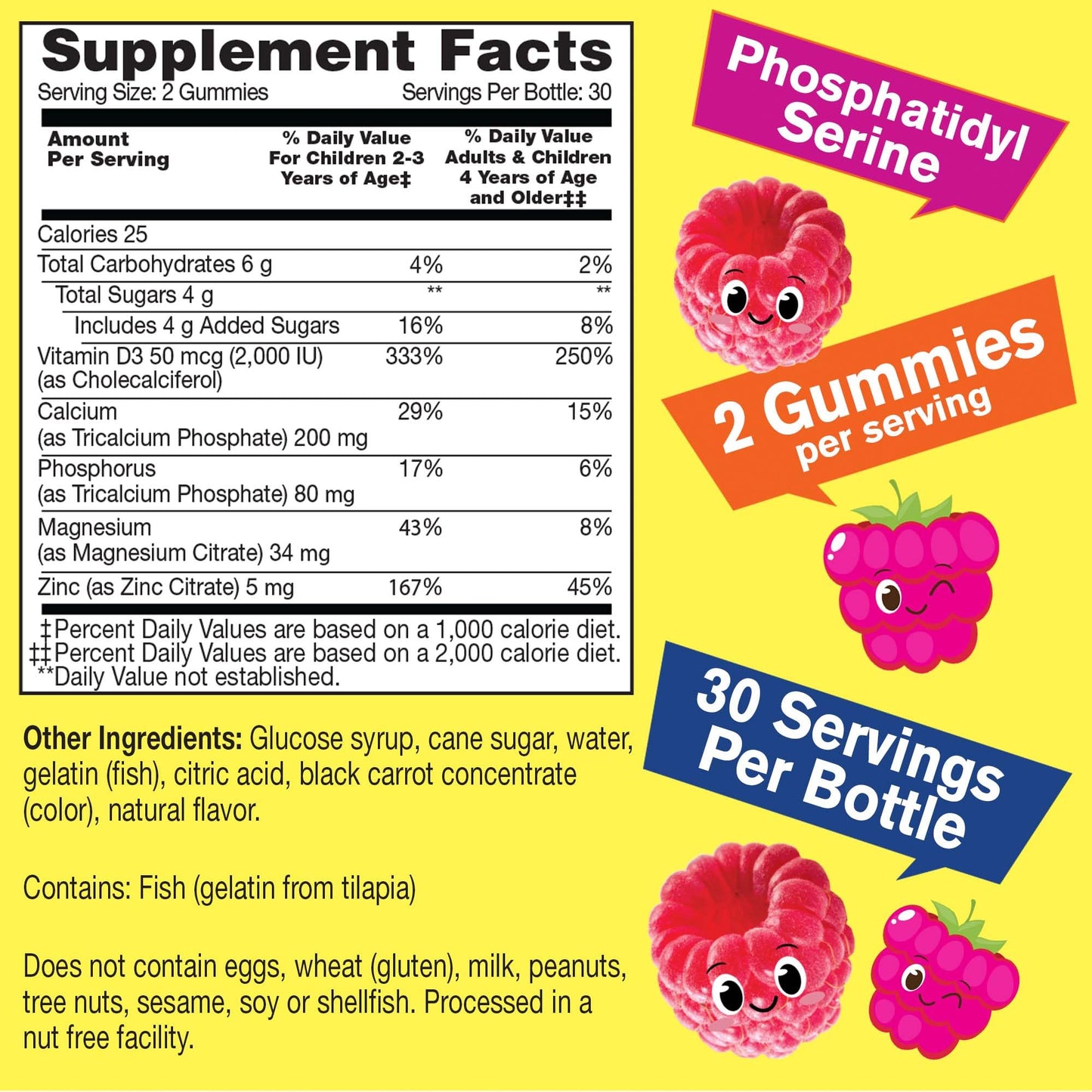 WellYeah Kid's Calcium, Magnesium, Zinc + Vitamin D3 Gummies 60 Count