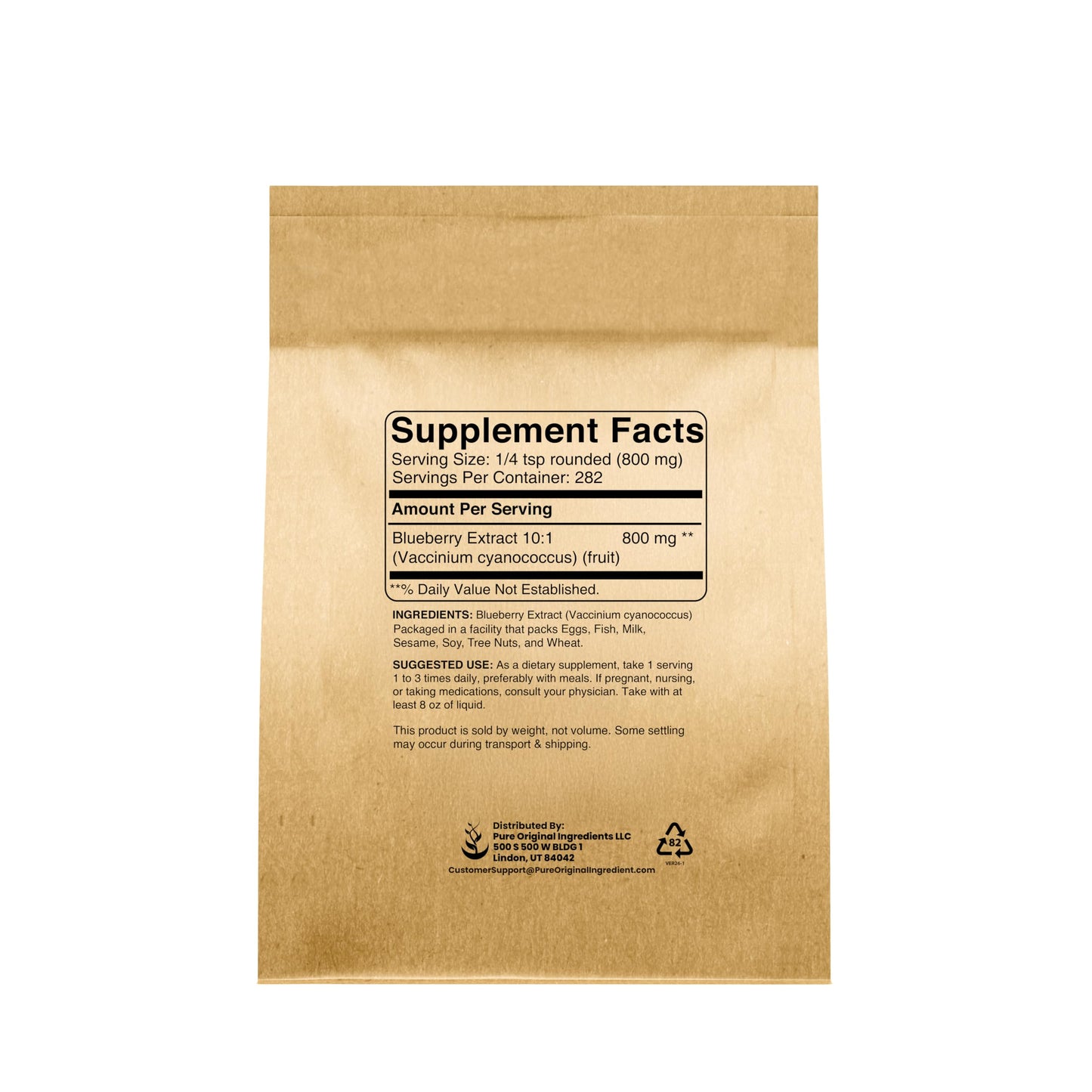 PURE ORIGINAL INGREDIENTS Blueberry Extract Powder 8 Ounce