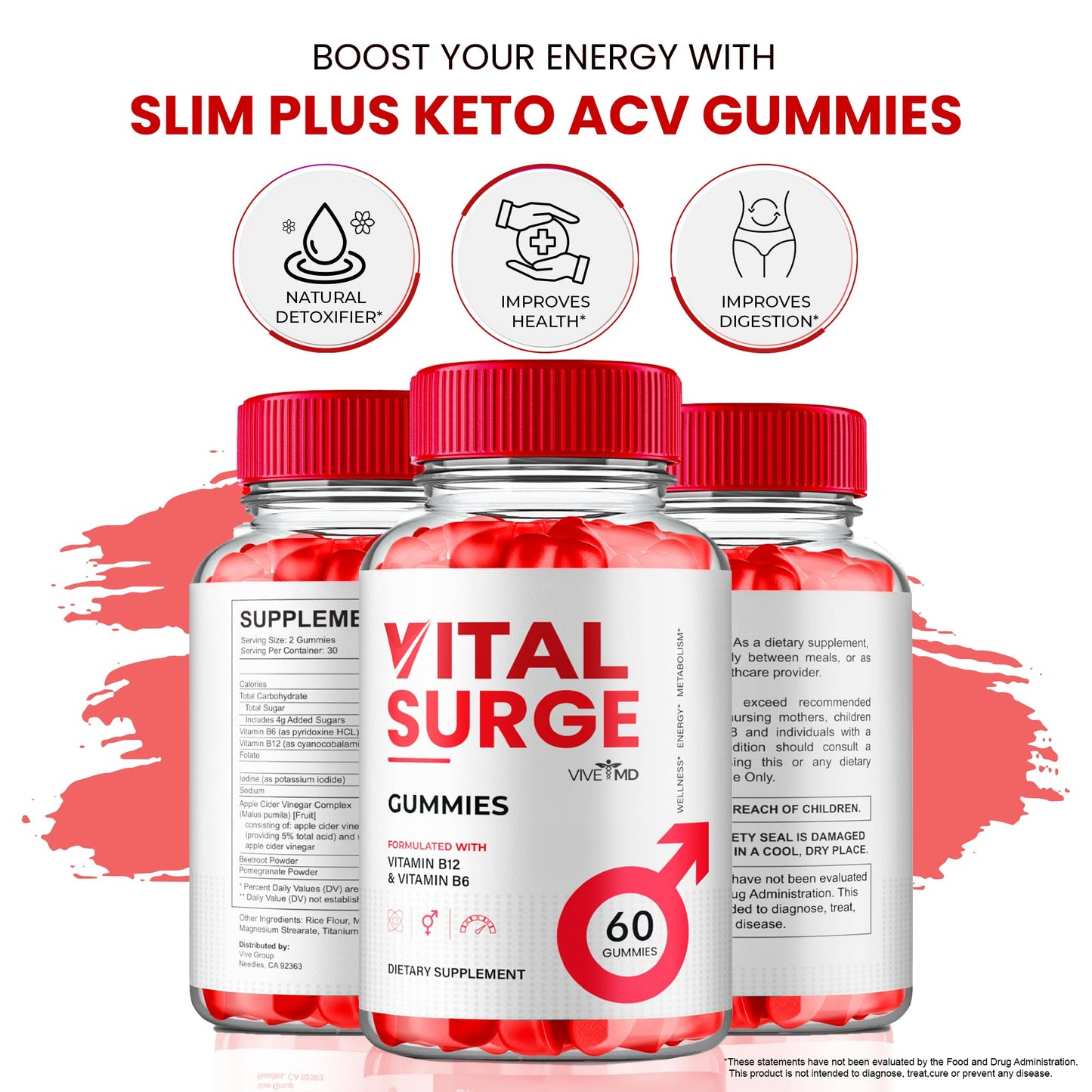 VIVE MD Vital Surge ACV Gummies 180 Count