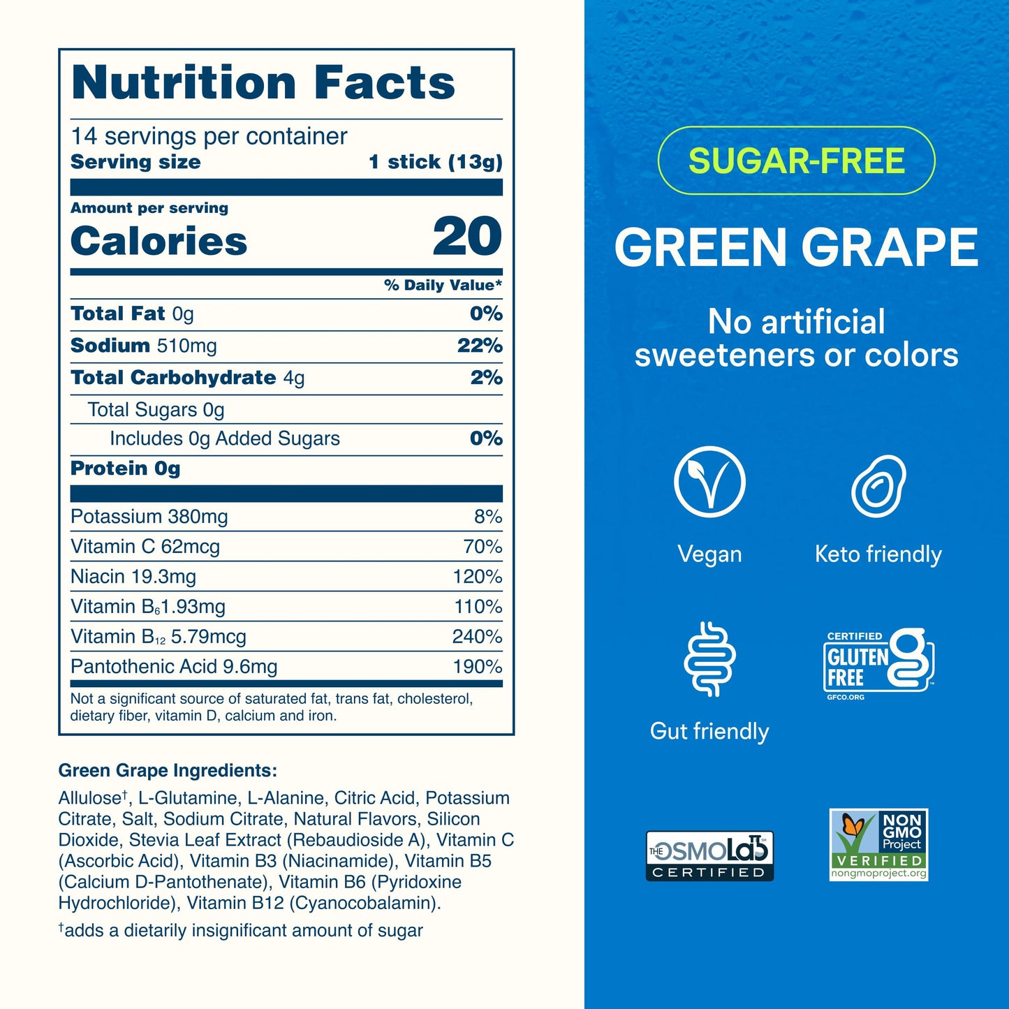 Liquid I.V. Sugar Free Hydration Electrolytes Green Grape Powder 6.41 Ounce