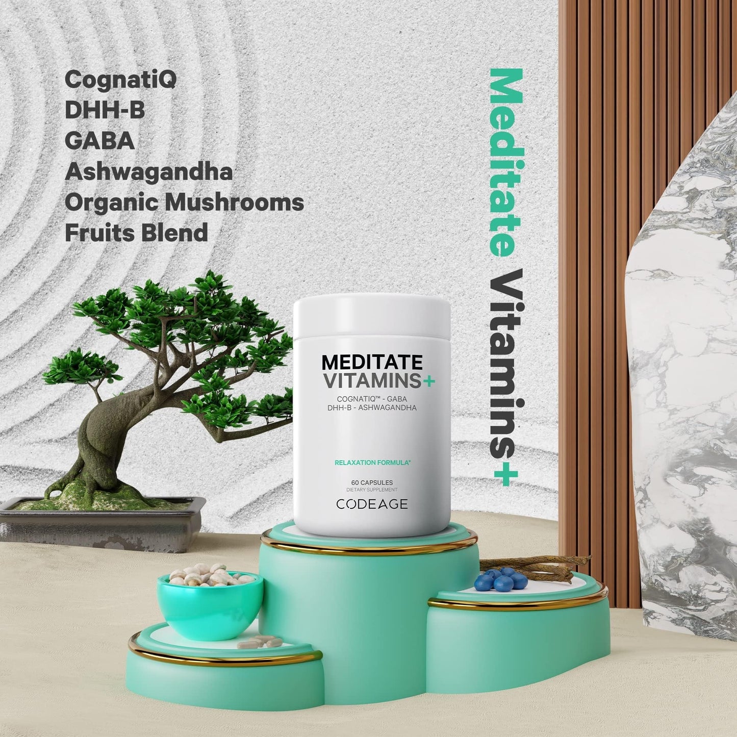 Codeage Meditate Vitamins+ Supplement - 60 Capsules