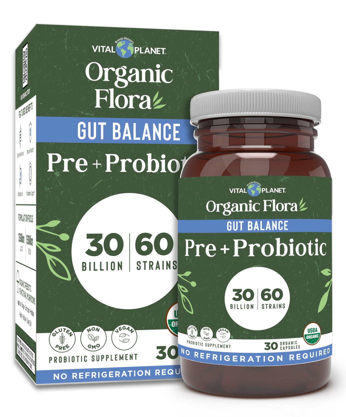Vital Planet Organic Flora Probiotics for Gut Health Balance Capsule 30 Capsules