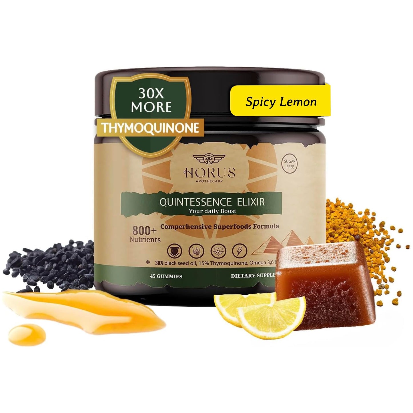 Horus Apothecary Quintessence Elixir Black Seed Oil Gummies, 45 Count