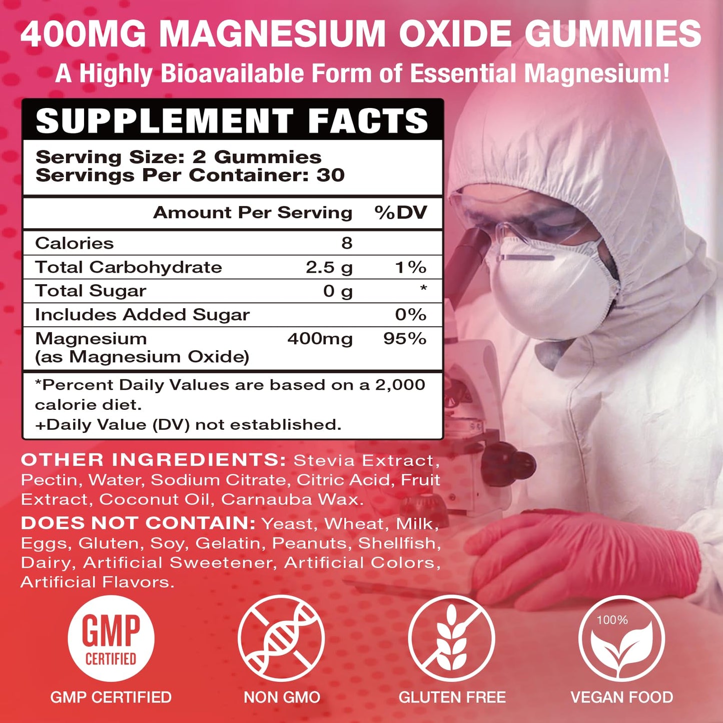 VAJYKEWJY Magnesium Oxide Gummies 400mg for Adults & Kids, 120 Count