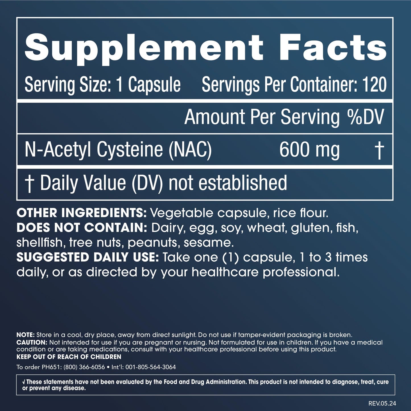 ProHealth Glycine 1000 mg + N-Acetyl Cysteine (NAC) 600 mg Capsules, 120 Capsules