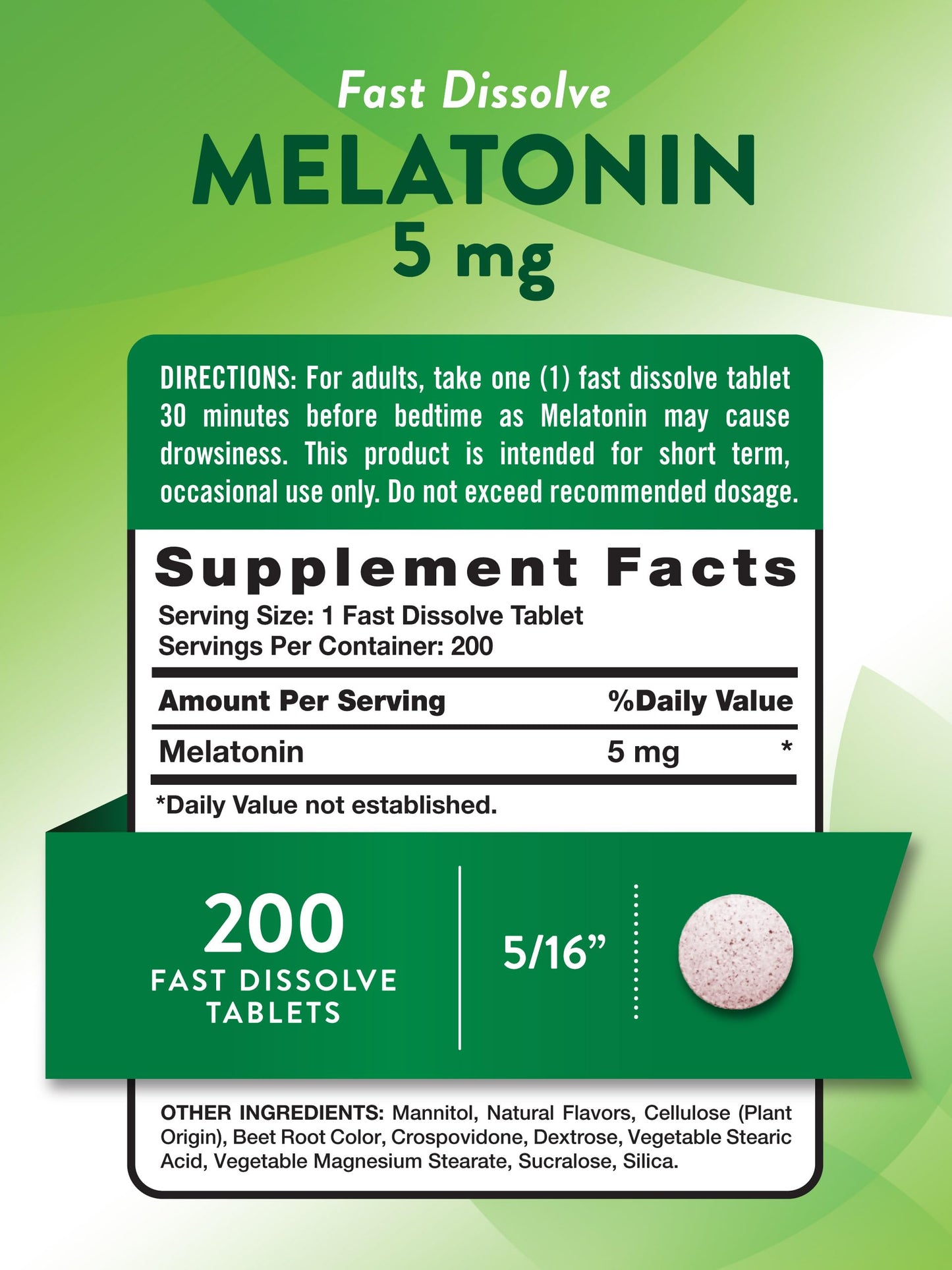 Nature's Truth Melatonin 5mg Fast Dissolve Tablets 200 Count