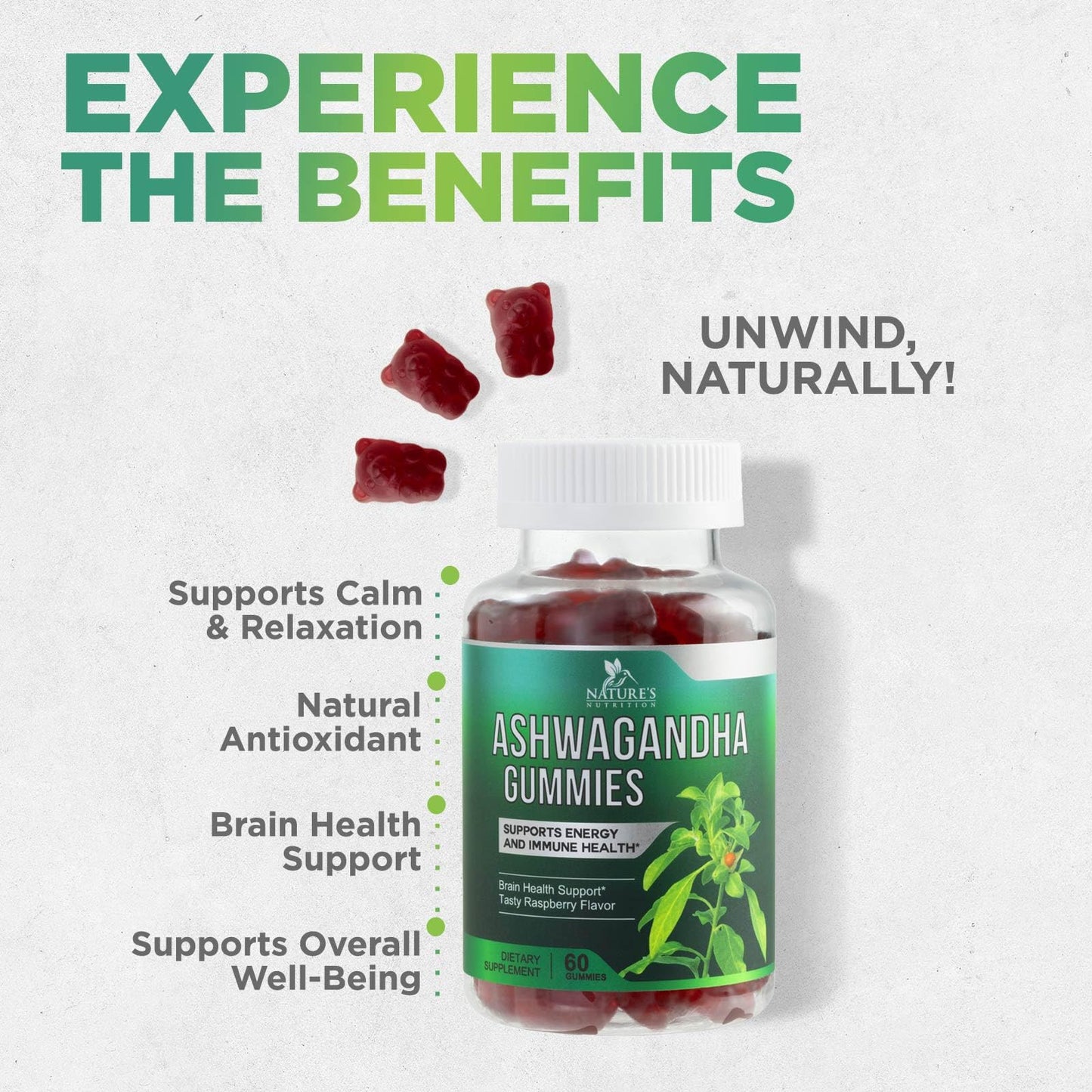 Nature's Nutrition Ashwagandha Gummies 60 Gummies