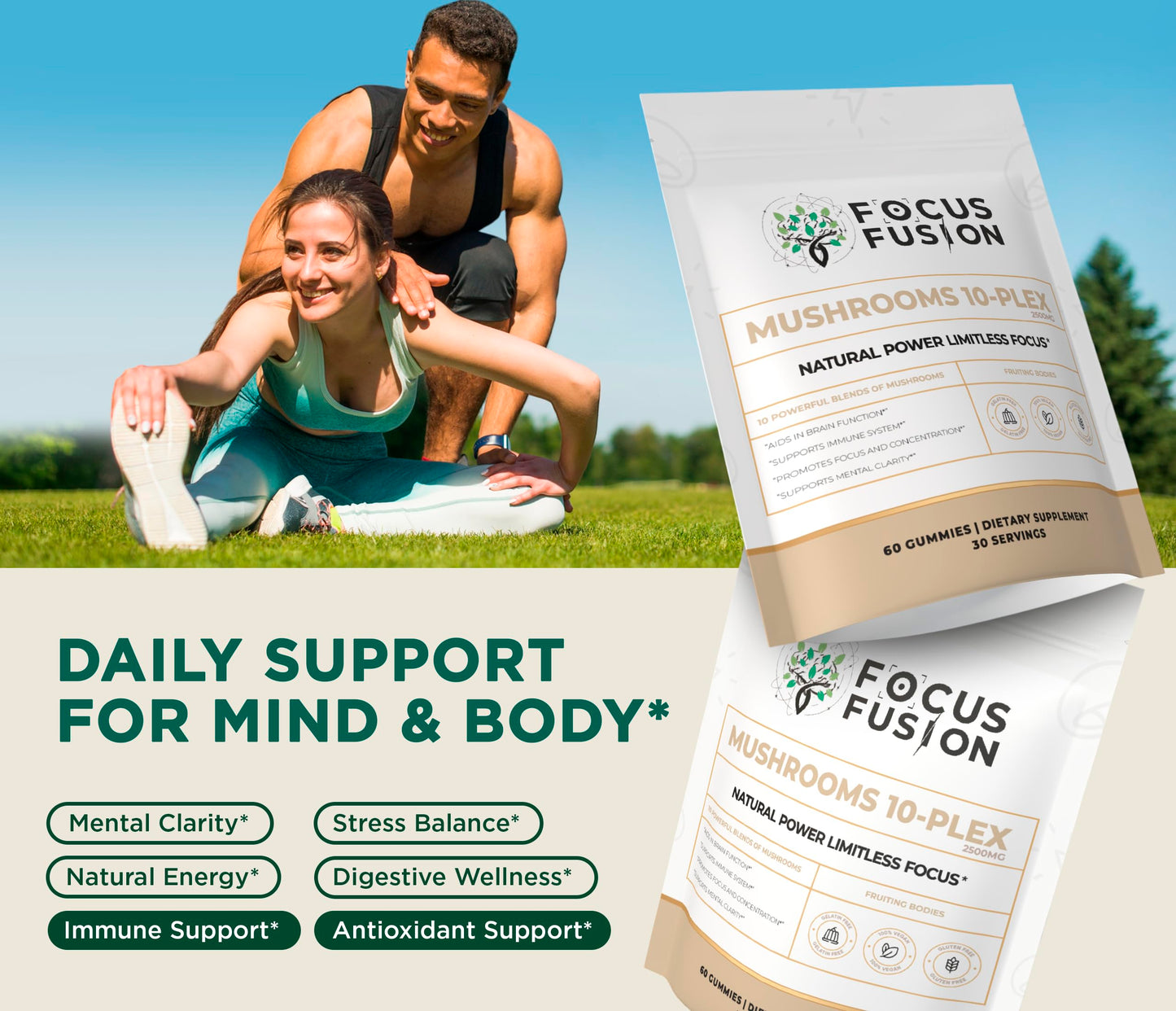 Focus Fusion 10-Plex Mushroom Gummies 60 Gummies