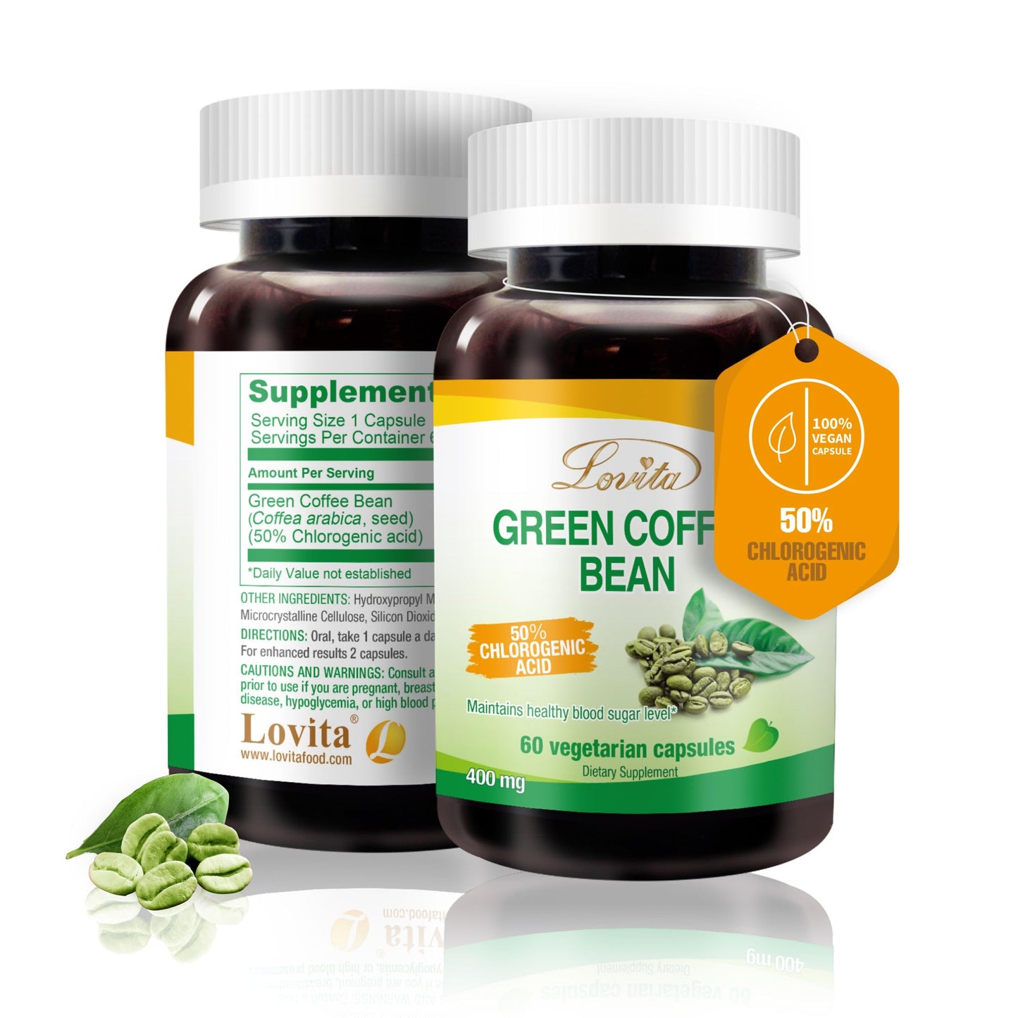 LOVITA Green Coffee Bean Extract Capsules, 60 Count