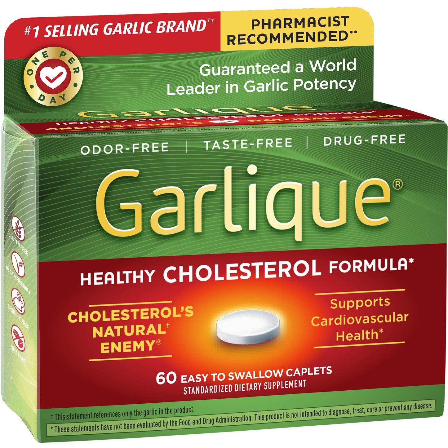 Garlique Healthy Cholesterol Formula with 5000 mcg of Allicin Enteric Coated Caplets Pack of 5
