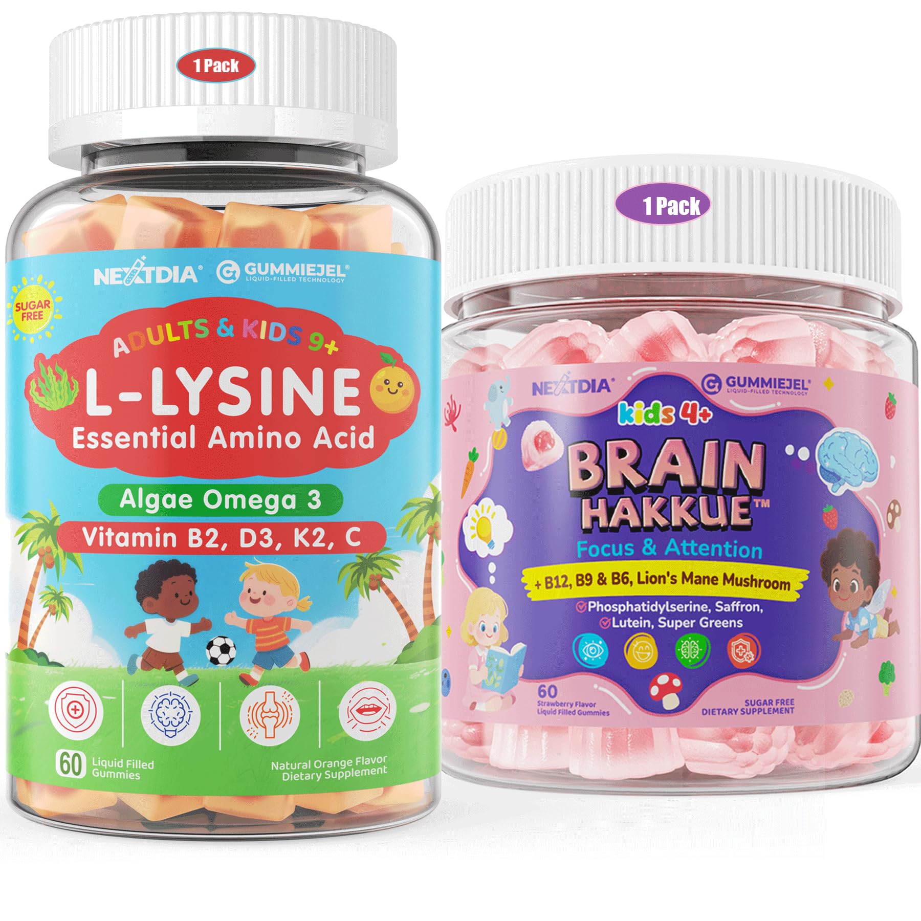 Nextdia L-Lysine 500/1000mg Gummies, 120 Count