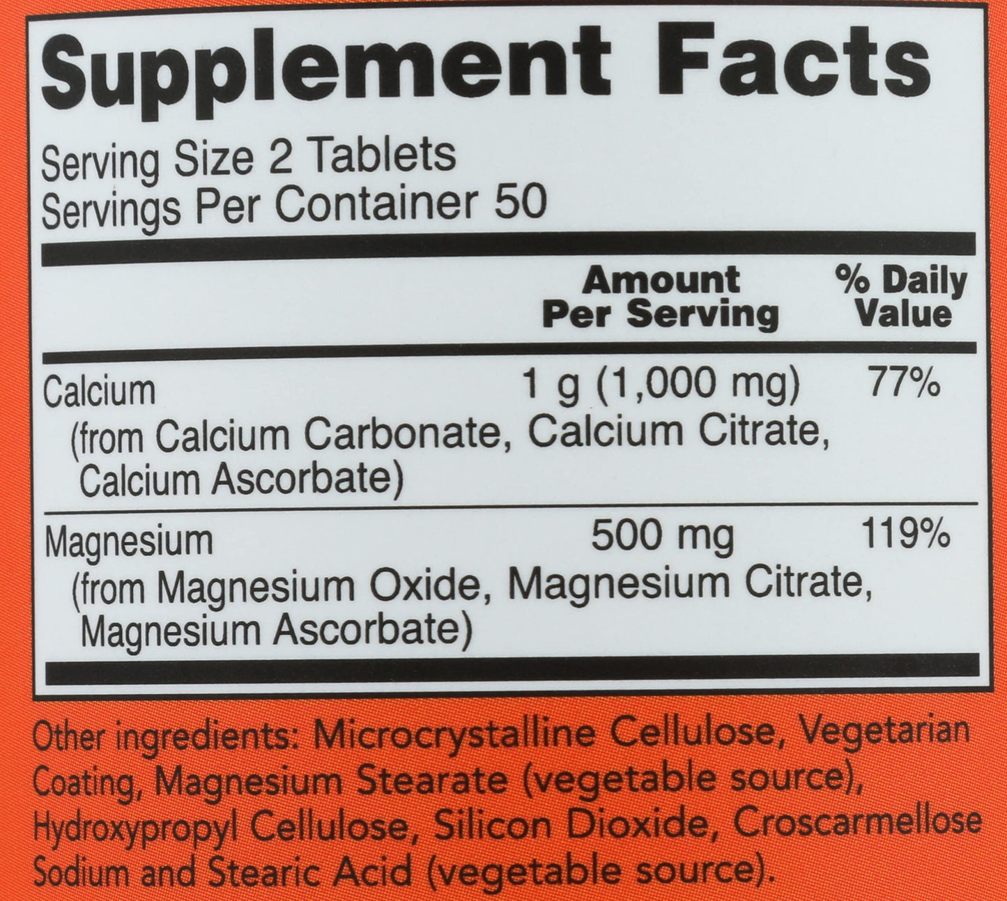 NOW Foods Cal Mag 500/250 mg Capsule, 100 Count