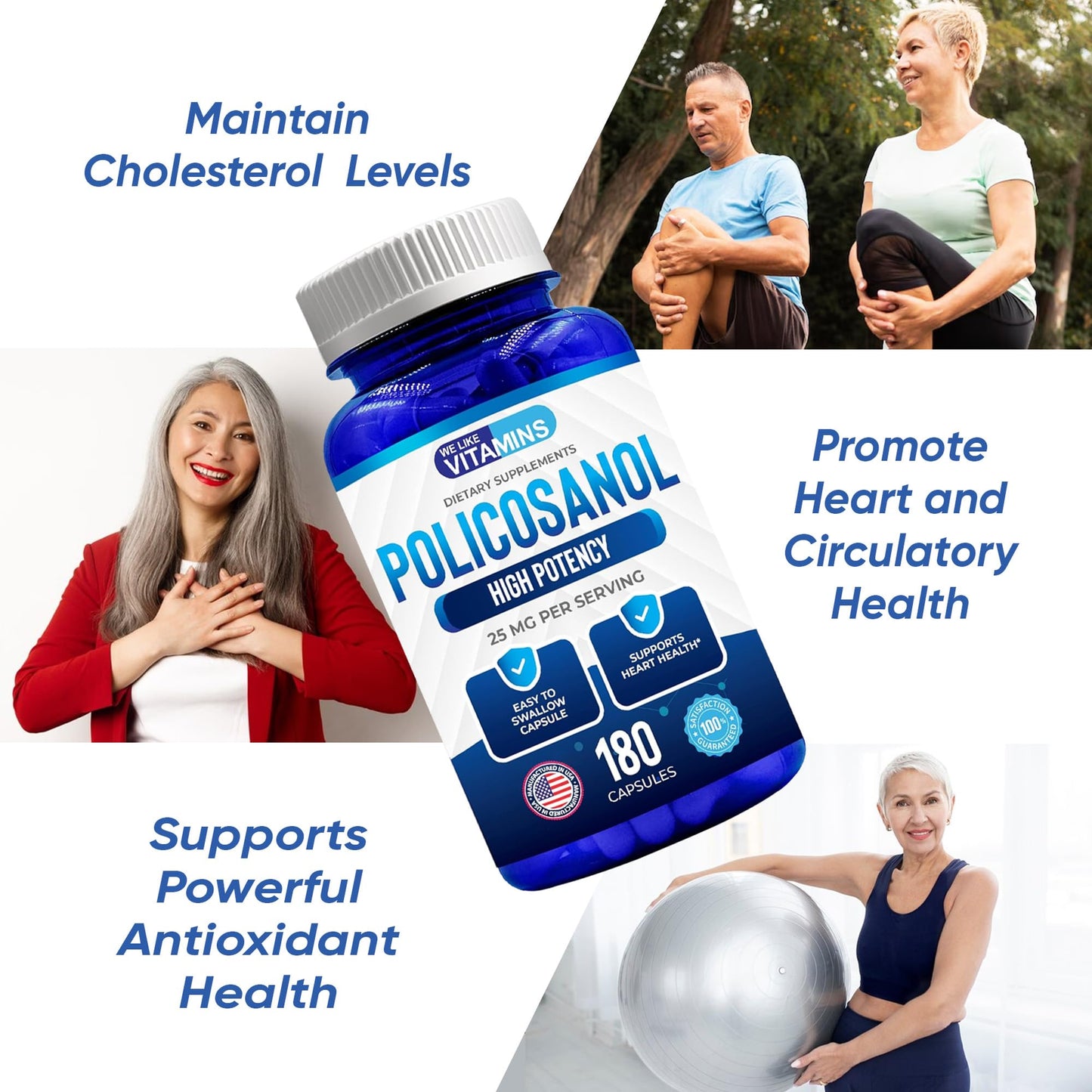 We Like Vitamins Policosanol 25mg Capsules 180 Count