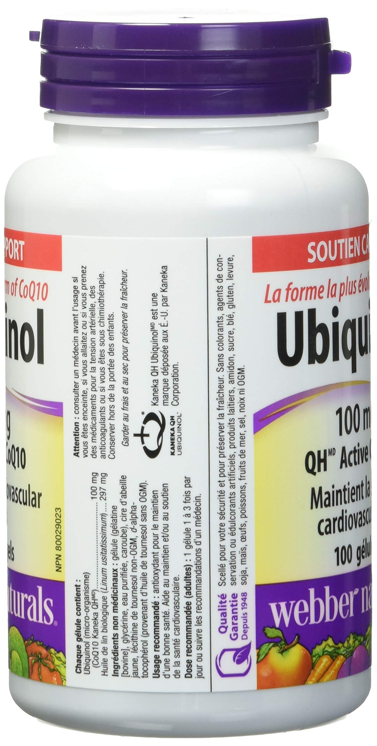 Webber Naturals Ubiquinol 100mg QH Active CoQ10 Softgels, 100 Softgels