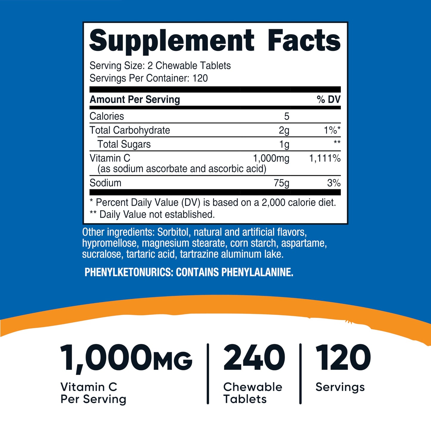 Nutricost Vitamin C Chewable 240 Tablets