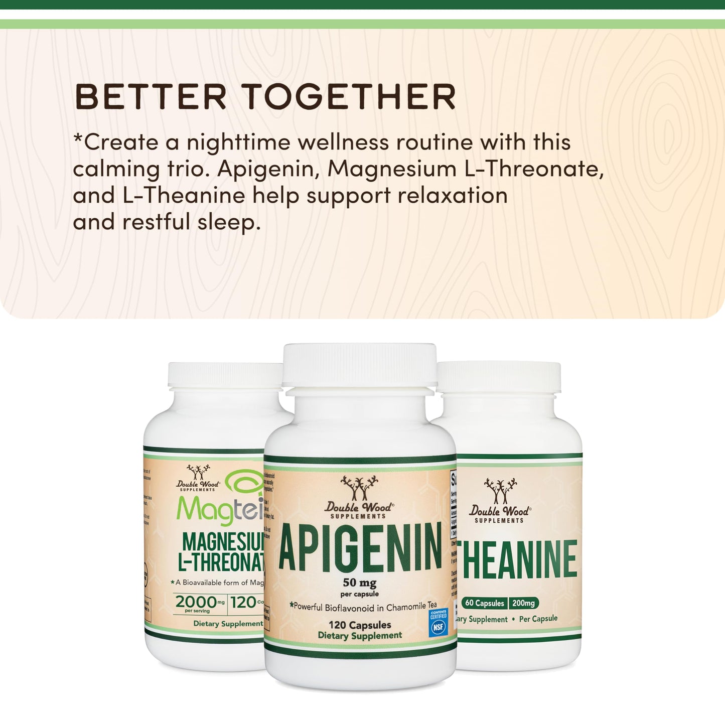 Double Wood Supplements Apigenin 50mg Capsule 120 Count