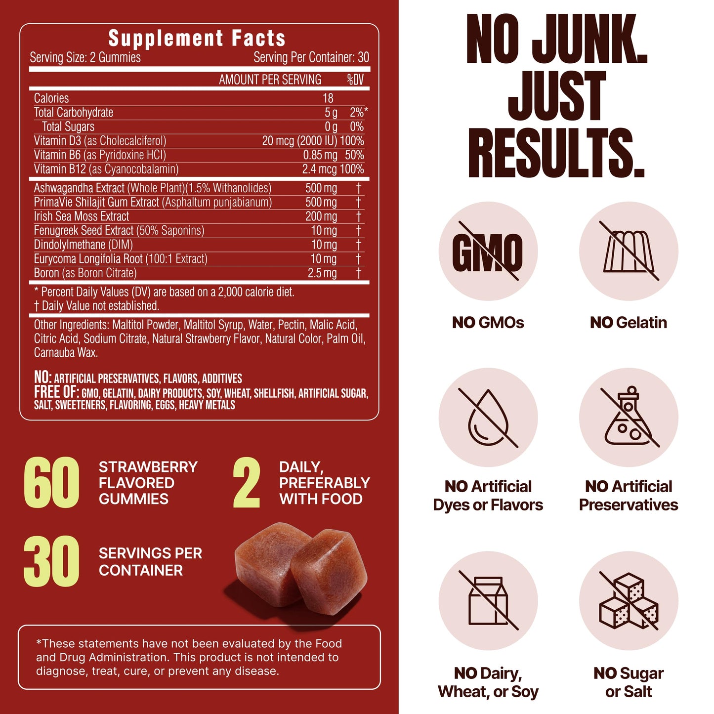 Jadee Testosterone Booster Gummies, 60 Count