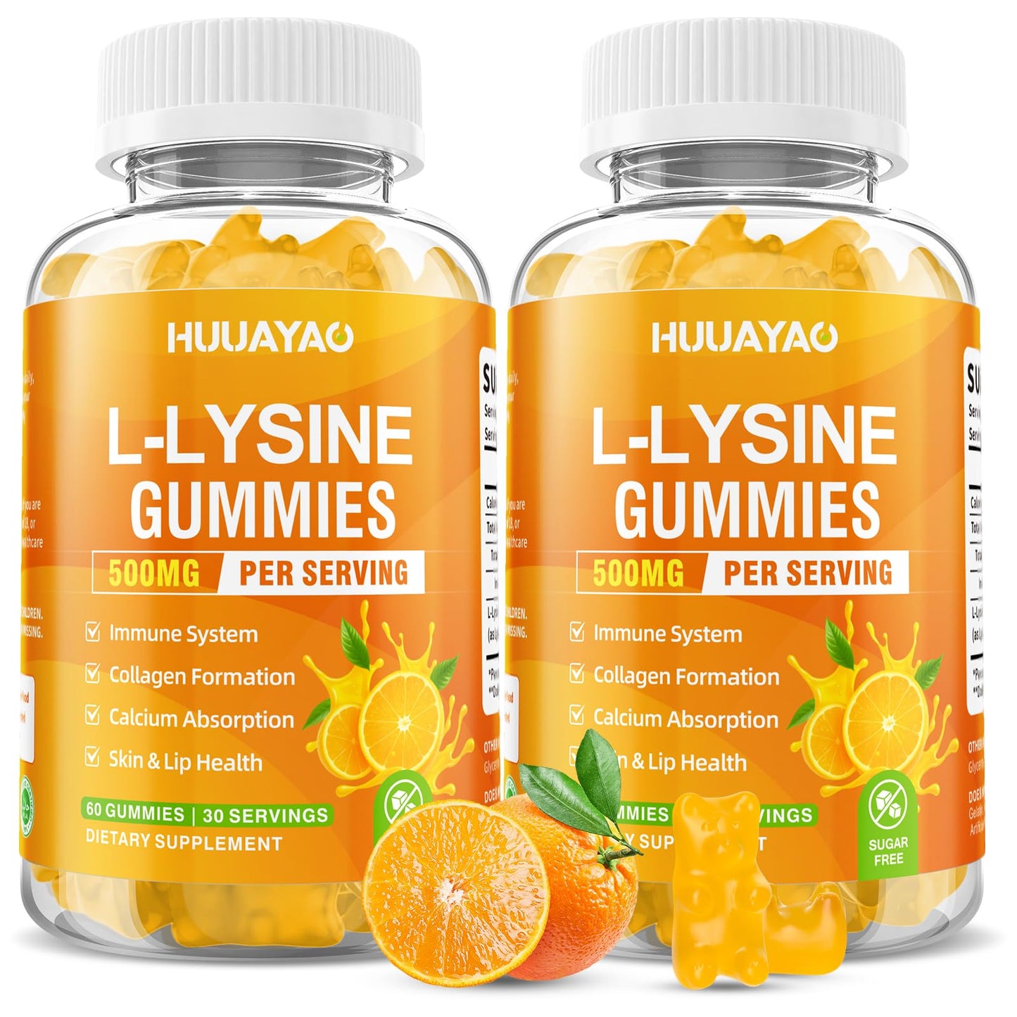 HUUAYAO L-Lysine Gummies 500mg 120 Count
